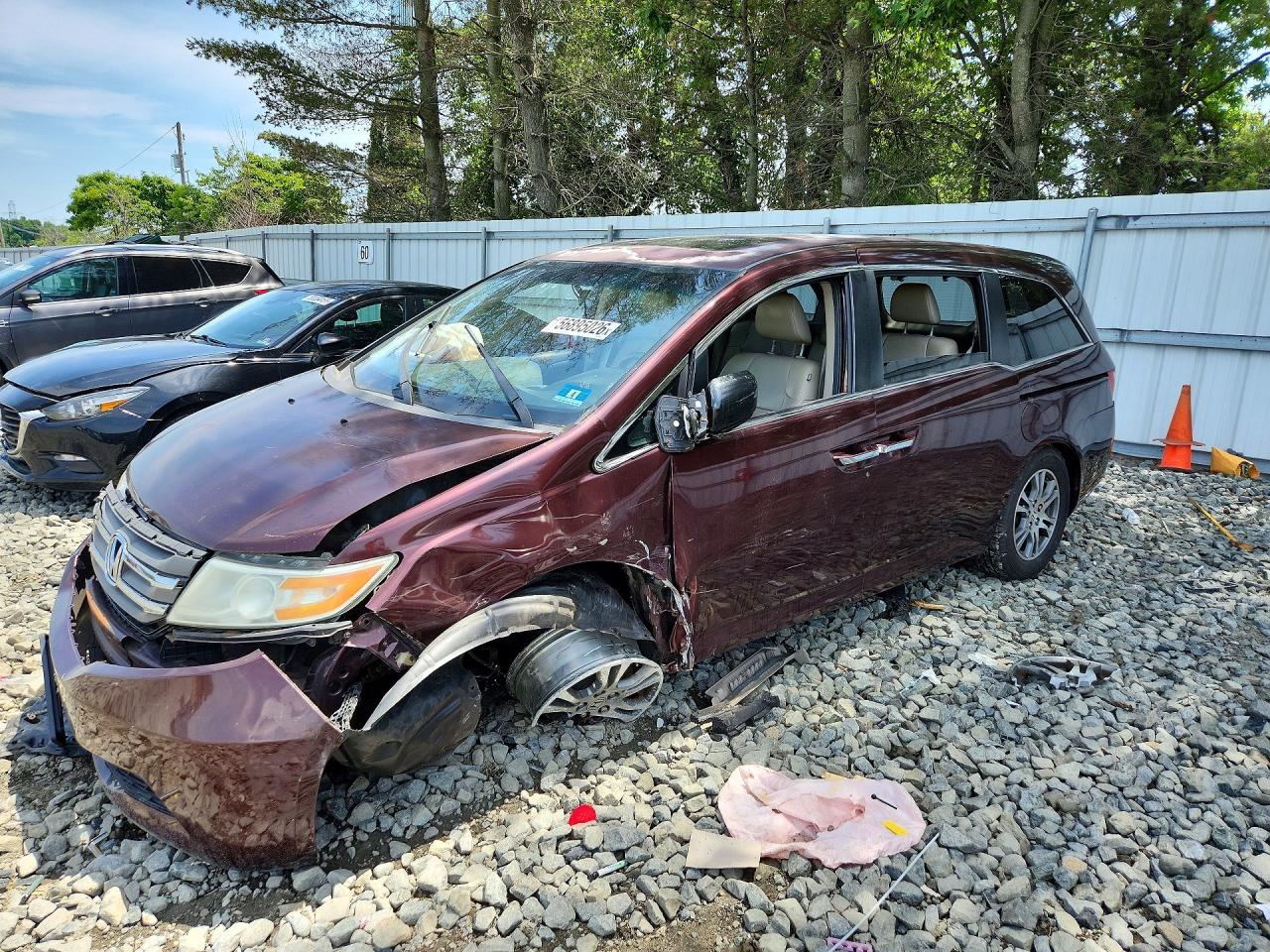 2012 Honda Odyssey Exl Burgundy vin: 5FNRL5H60CB083052