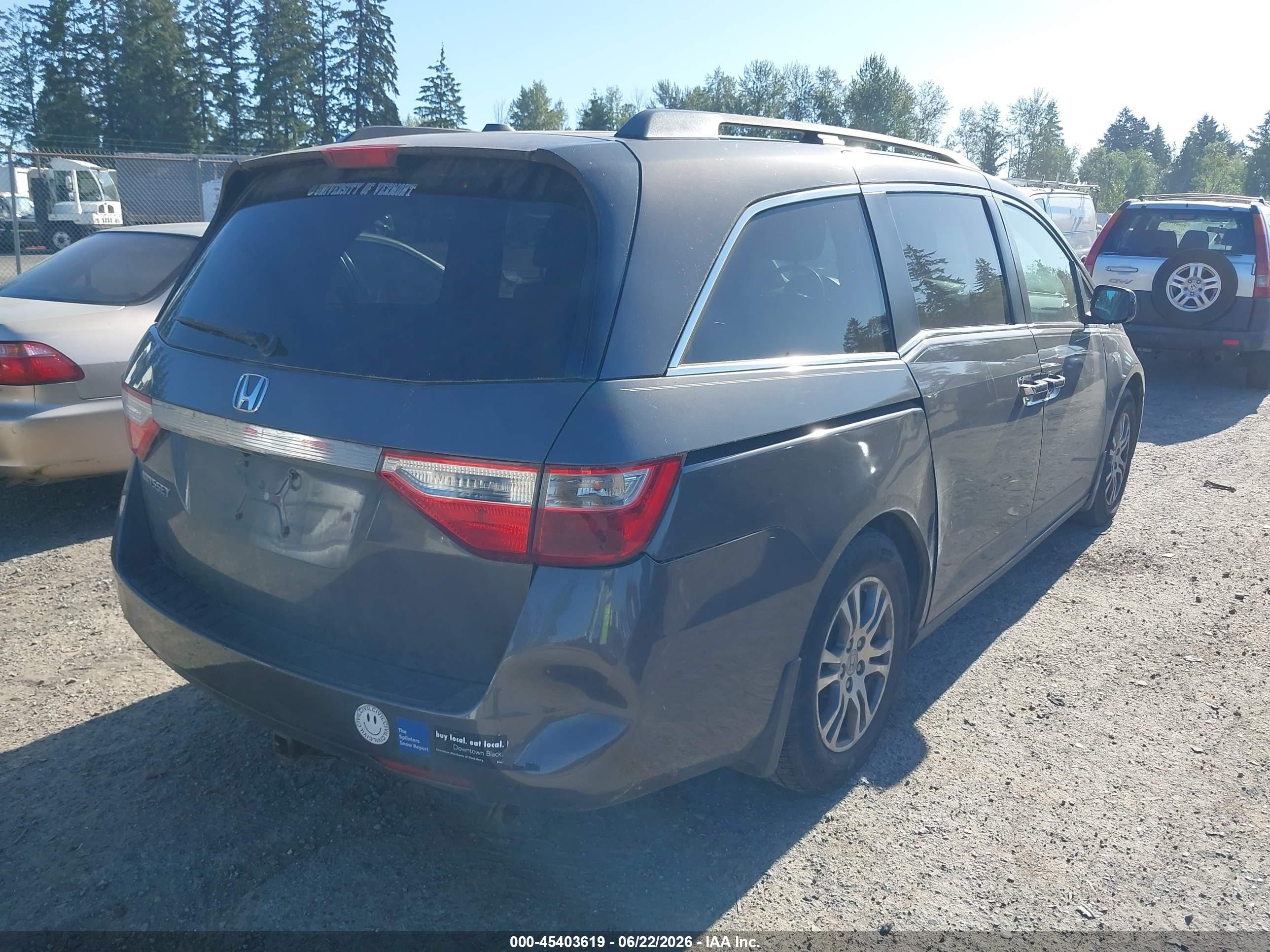 2012 Honda Odyssey Ex-l Gray vin: 5FNRL5H60CB126935