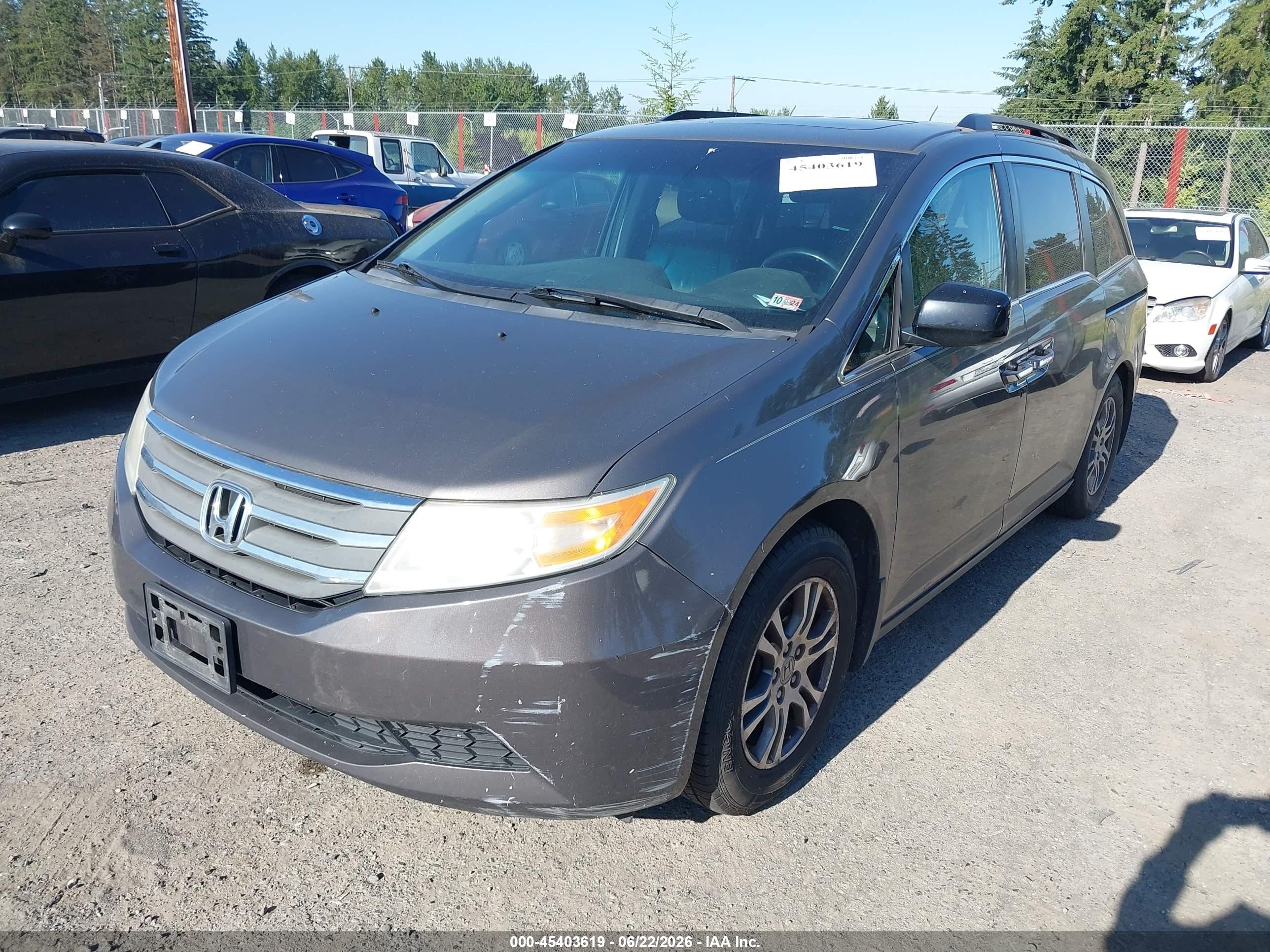 2012 Honda Odyssey Ex-l Gray vin: 5FNRL5H60CB126935
