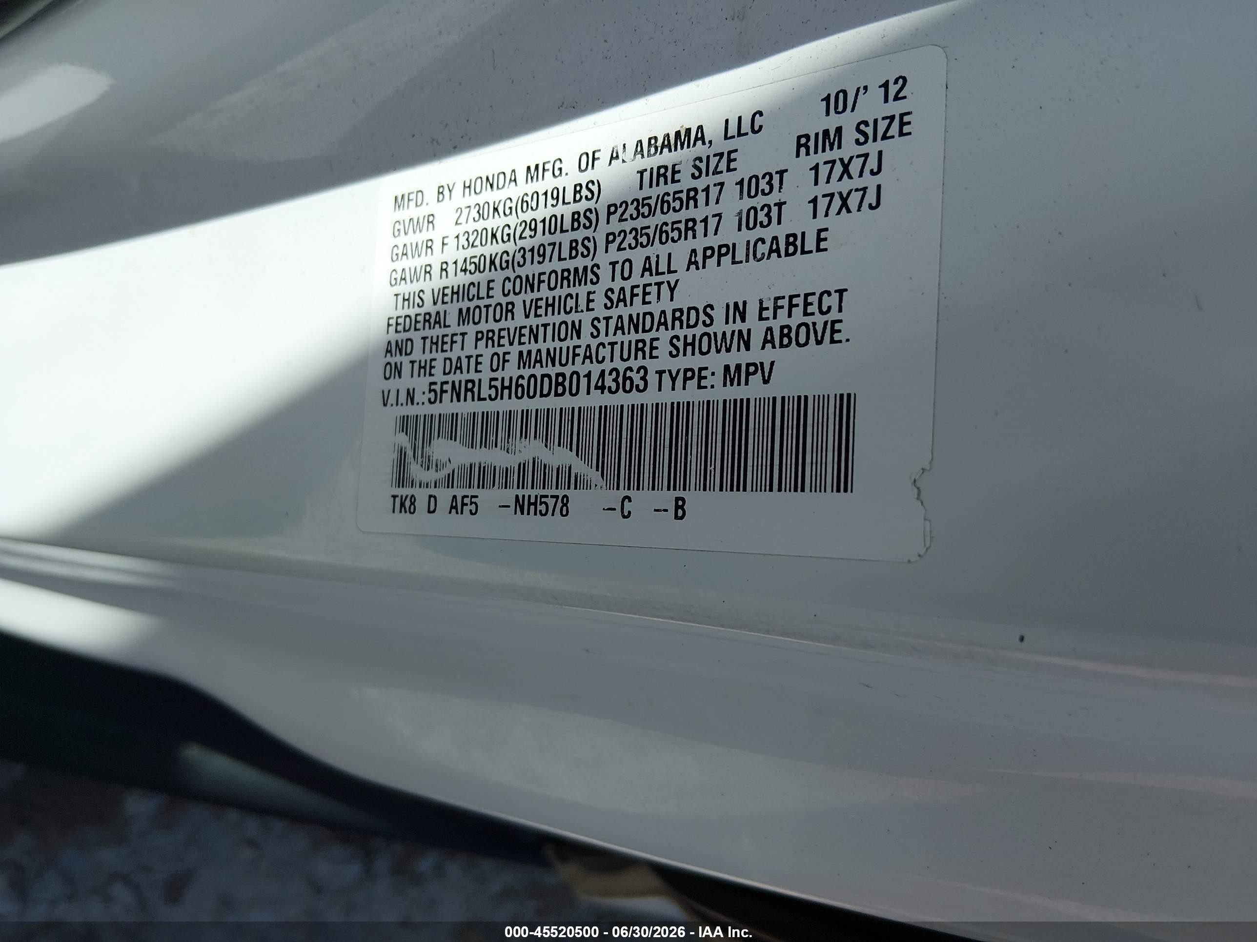 2013 Honda Odyssey Ex-l White vin: 5FNRL5H60DB014363