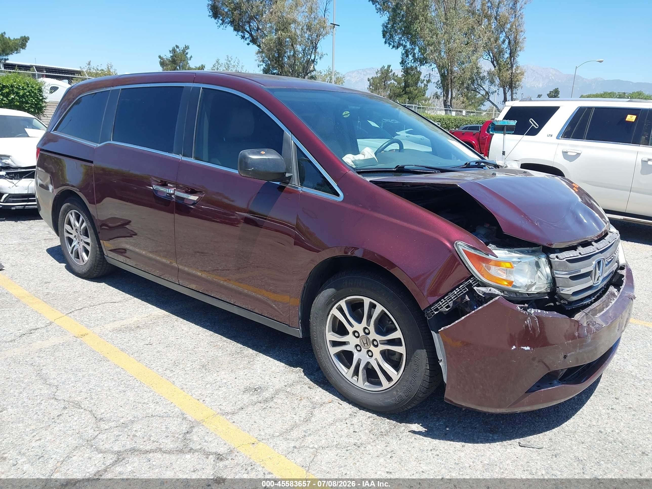 2013 Honda Odyssey Ex-l Burgundy vin: 5FNRL5H60DB091976