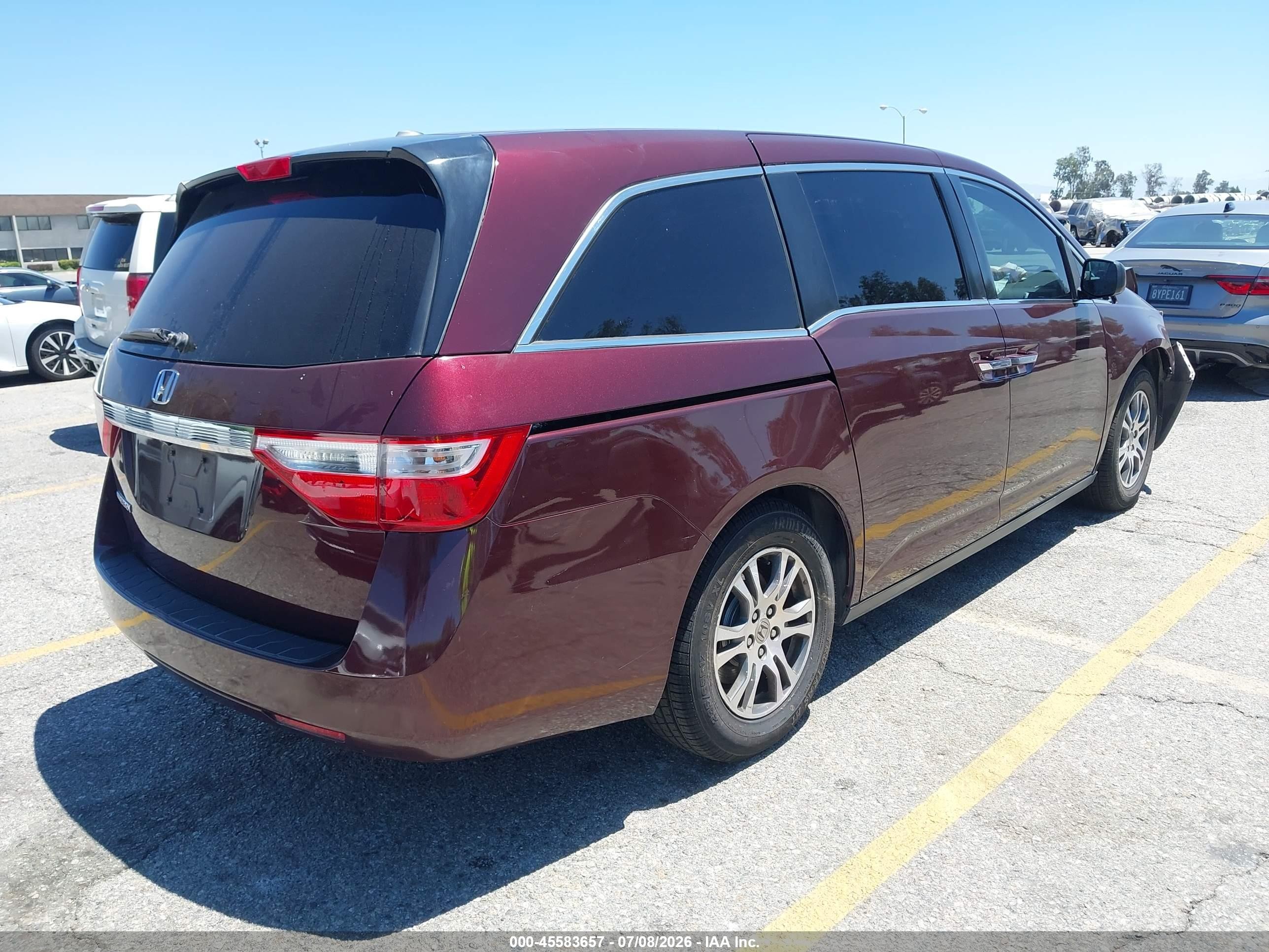 2013 Honda Odyssey Ex-l Burgundy vin: 5FNRL5H60DB091976