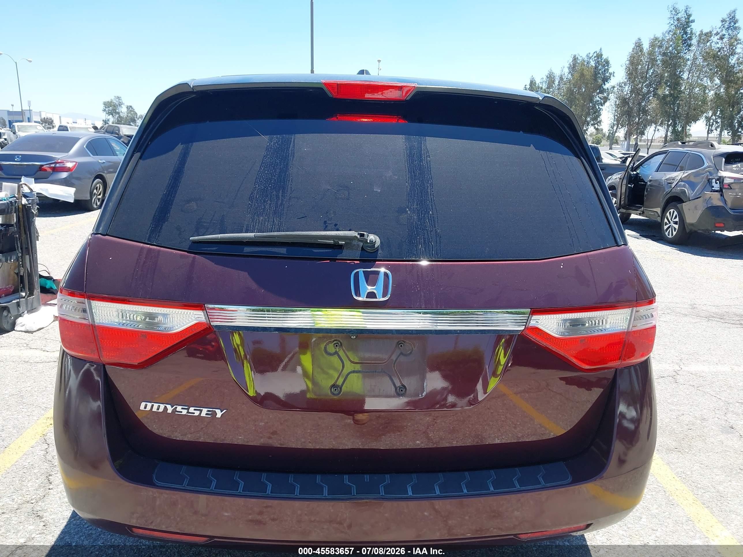2013 Honda Odyssey Ex-l Burgundy vin: 5FNRL5H60DB091976