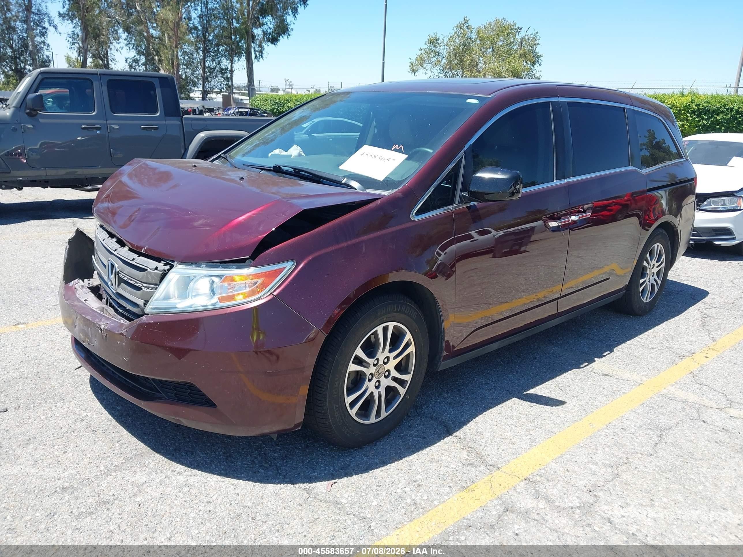 2013 Honda Odyssey Ex-l Burgundy vin: 5FNRL5H60DB091976