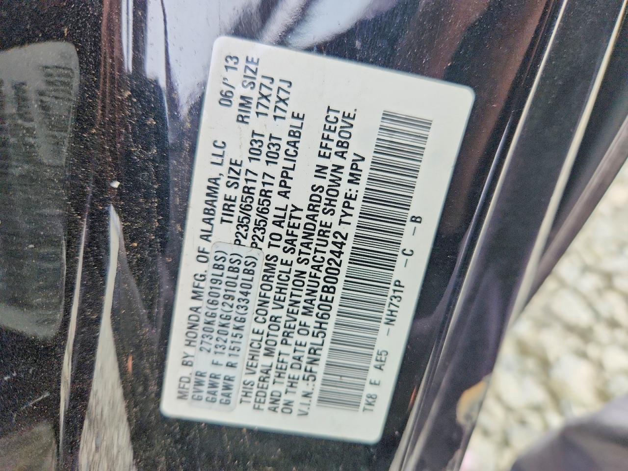 2014 Honda Odyssey Exl Black vin: 5FNRL5H60EB002442