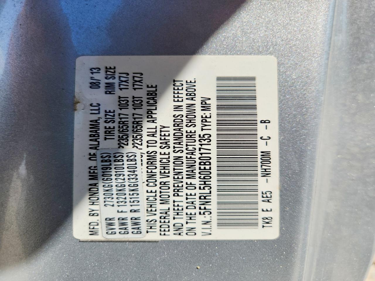 2014 Honda Odyssey Exl Silver vin: 5FNRL5H60EB017135
