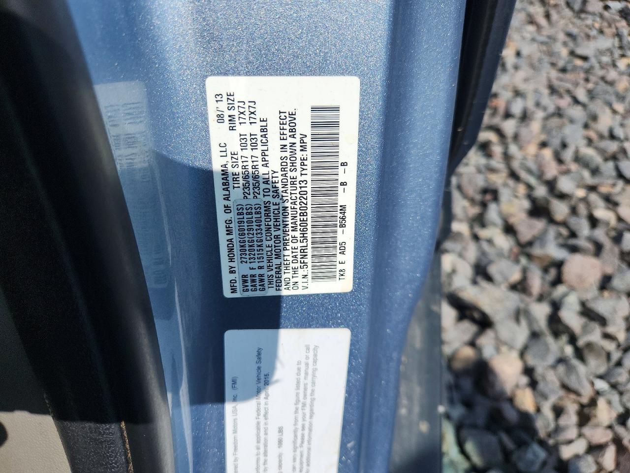 2014 Honda Odyssey Exl Серебряный vin: 5FNRL5H60EB022013