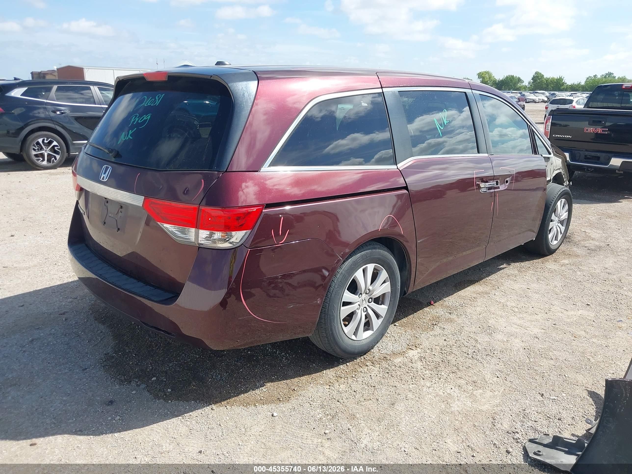 2014 Honda Odyssey Ex-l Purple vin: 5FNRL5H60EB049941