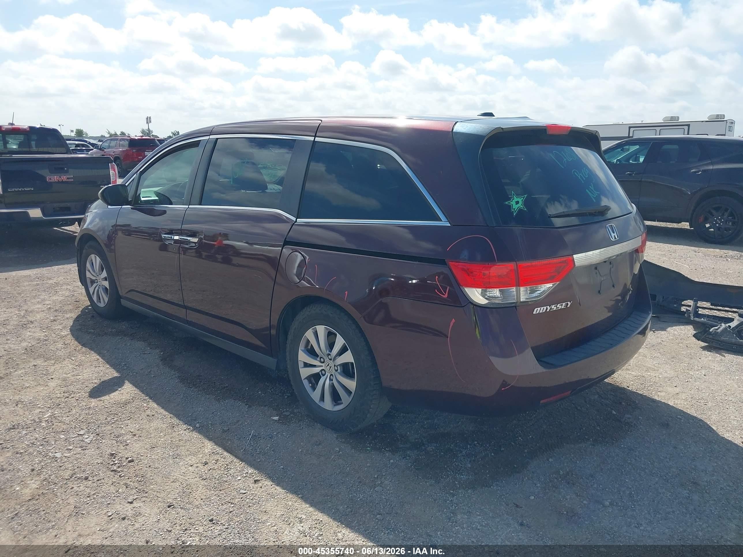 2014 Honda Odyssey Ex-l Purple vin: 5FNRL5H60EB049941
