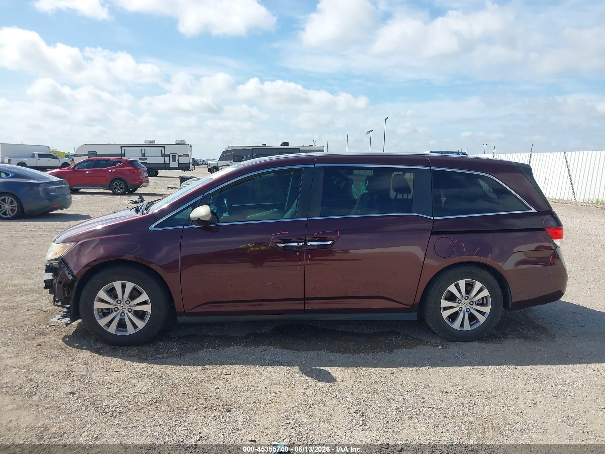 2014 Honda Odyssey Ex-l Purple vin: 5FNRL5H60EB049941