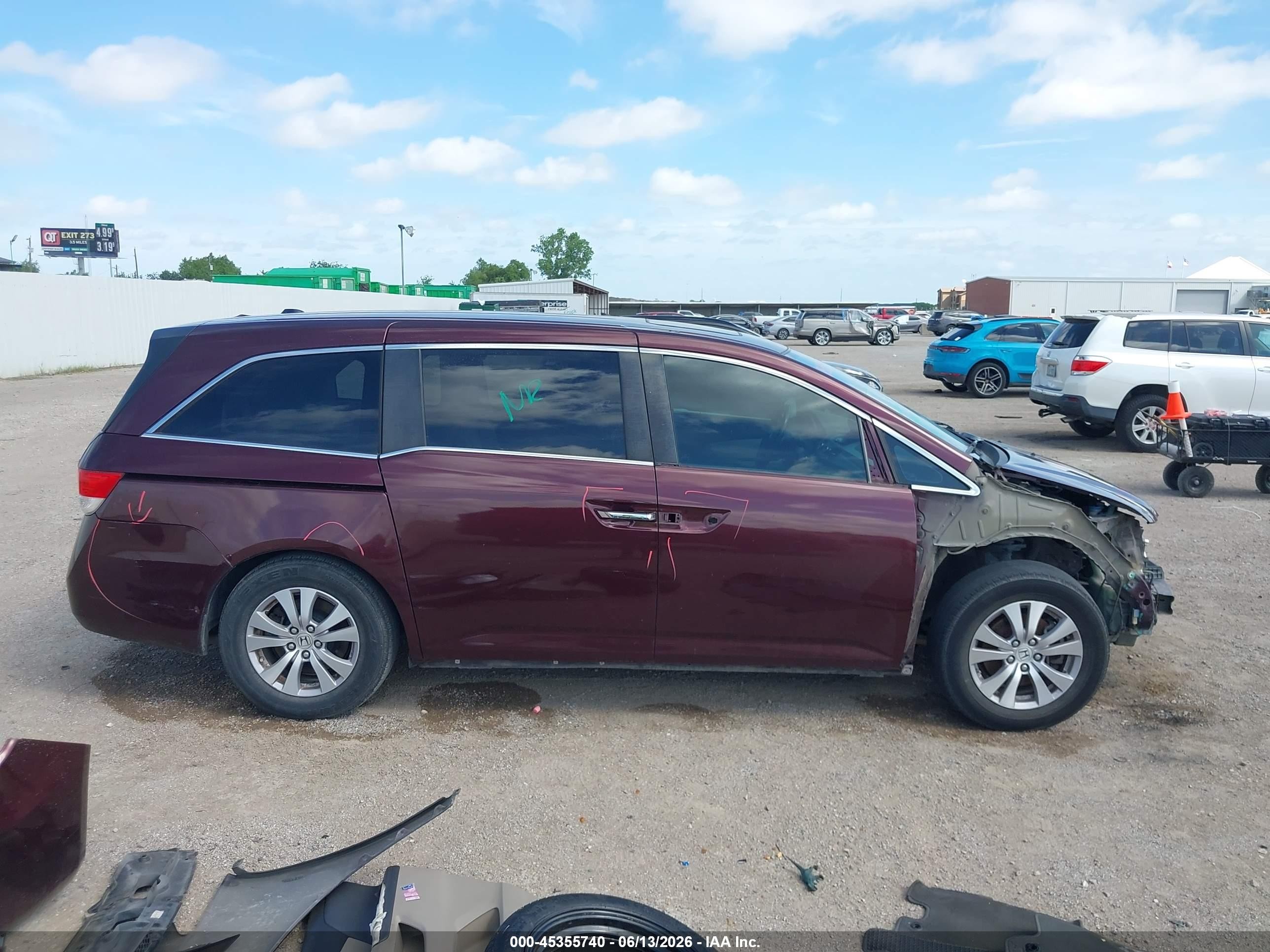 2014 Honda Odyssey Ex-l Purple vin: 5FNRL5H60EB049941