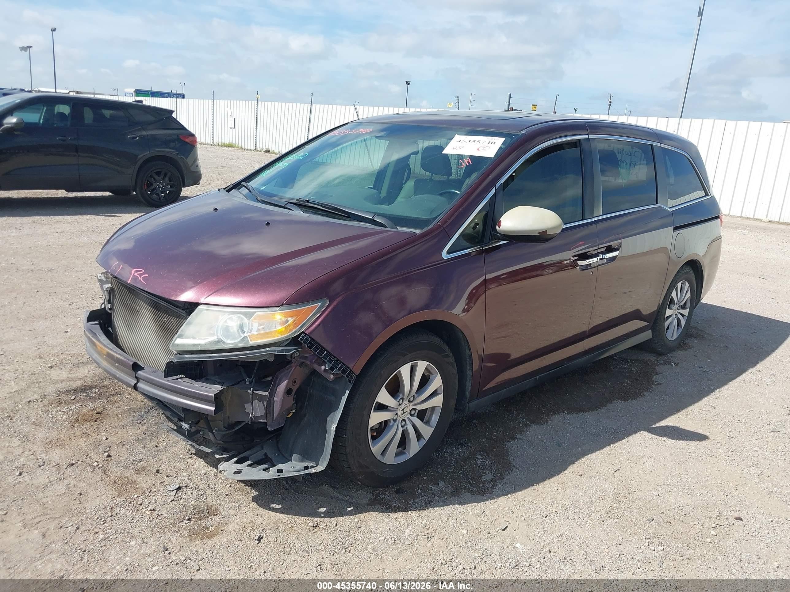 2014 Honda Odyssey Ex-l Purple vin: 5FNRL5H60EB049941