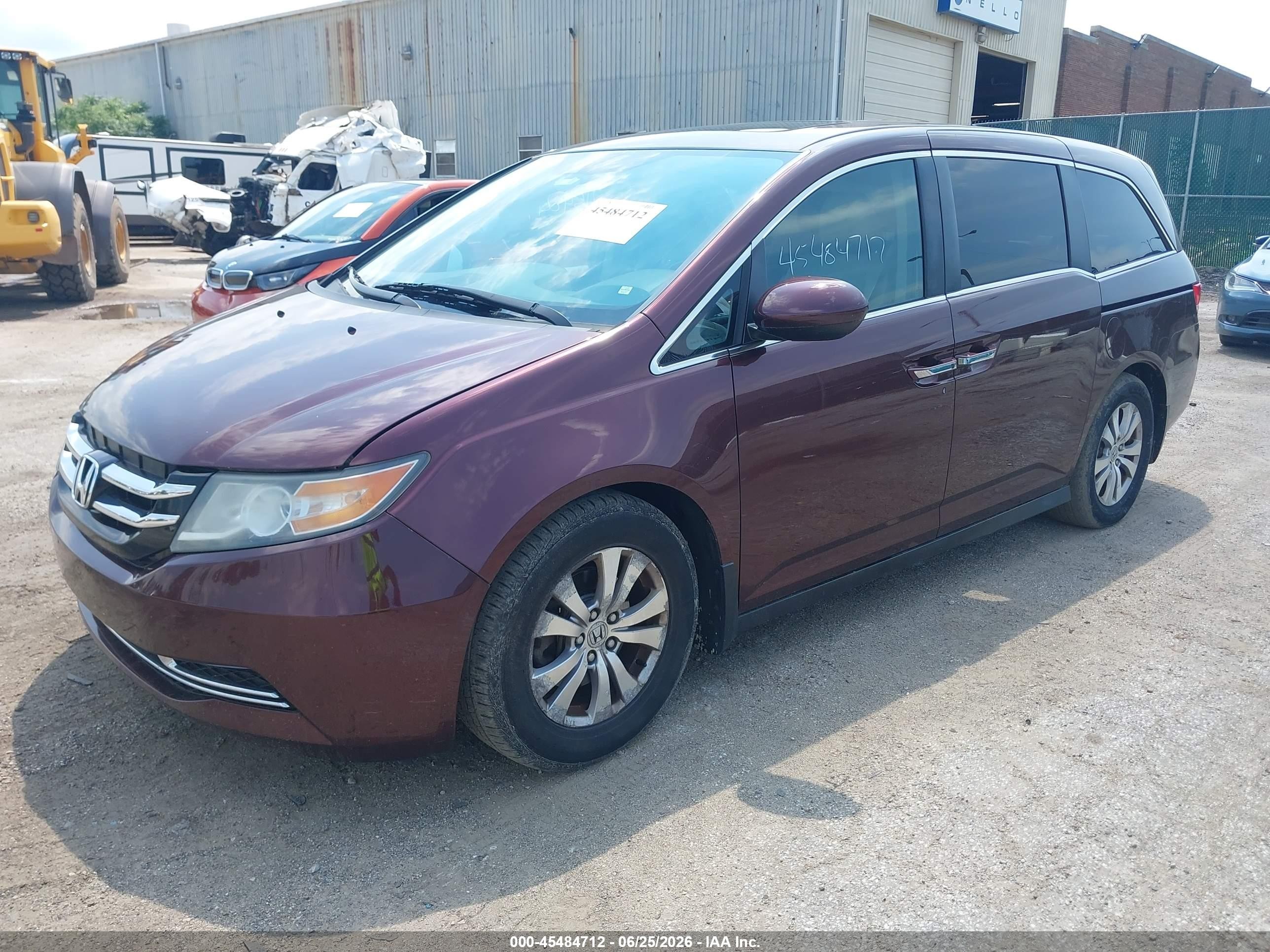 2014 Honda Odyssey Ex-l Burgundy vin: 5FNRL5H60EB098010