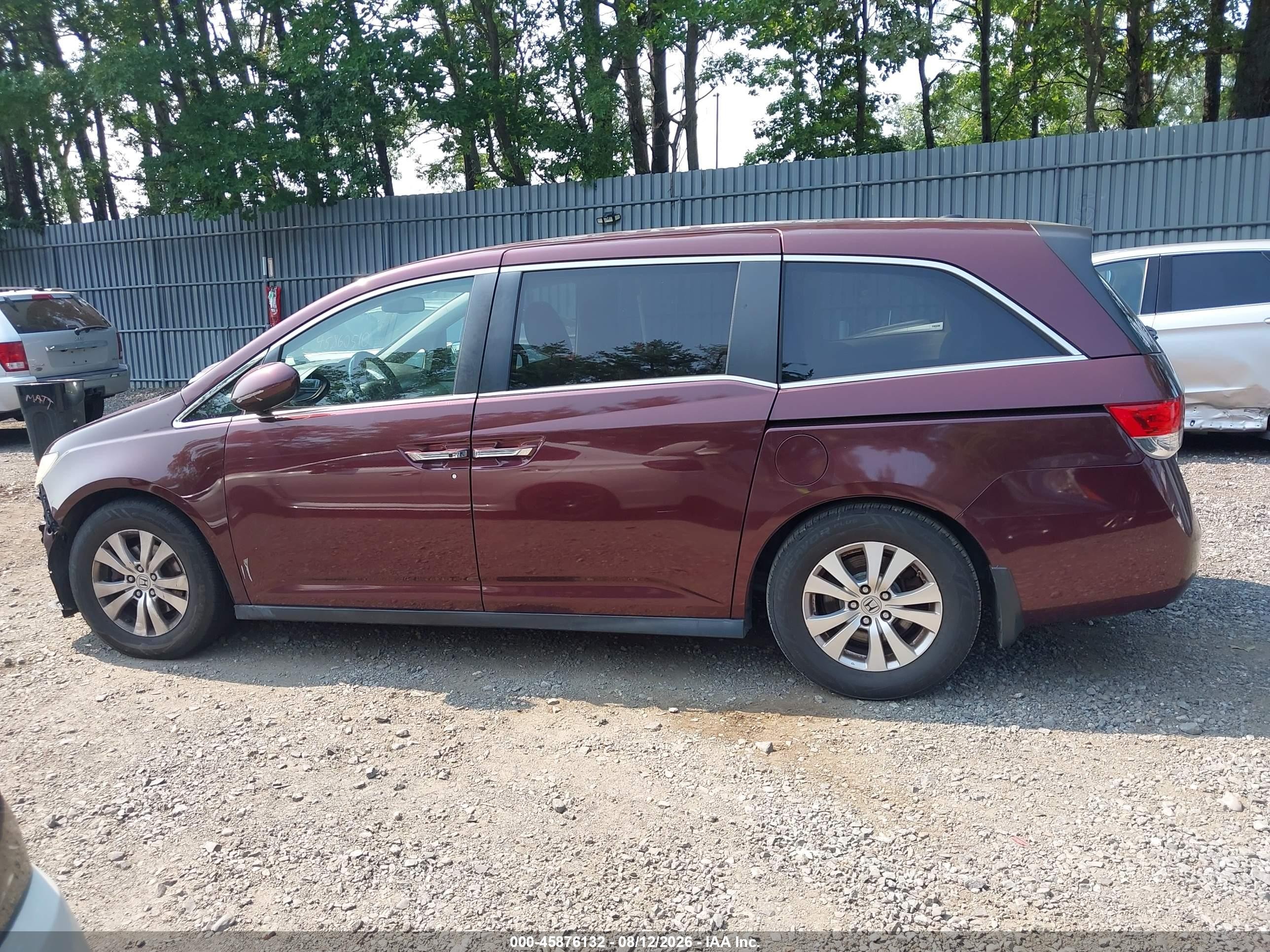 2014 Honda Odyssey Ex-l Red vin: 5FNRL5H60EB109636