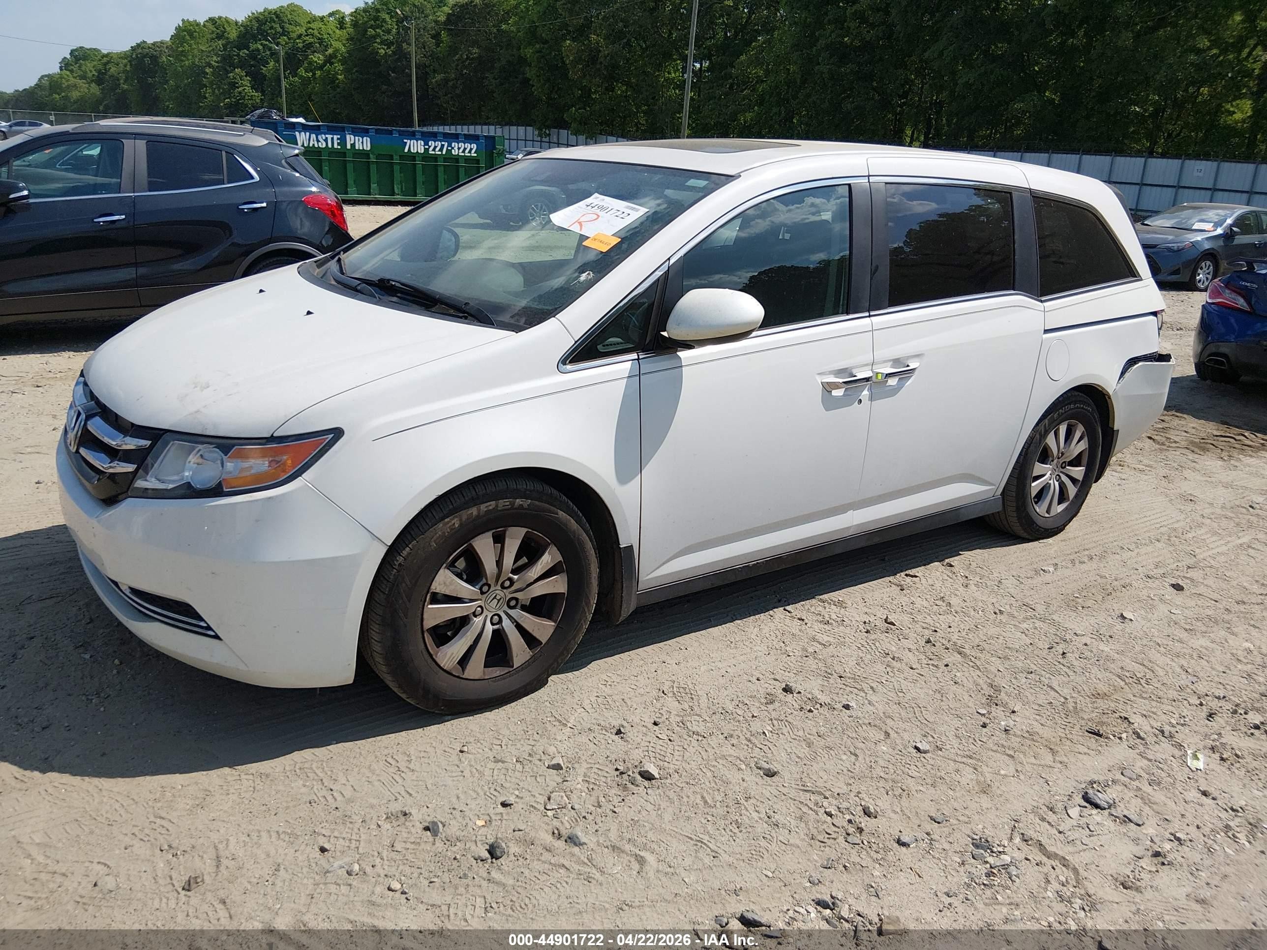 2014 Honda Odyssey Ex-l White vin: 5FNRL5H60EB110253