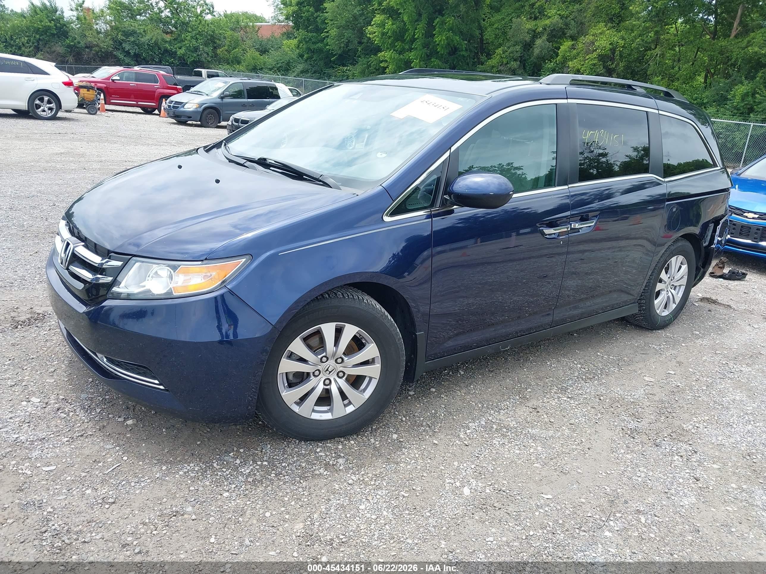 2014 Honda Odyssey Ex-l Blue vin: 5FNRL5H60EB114173