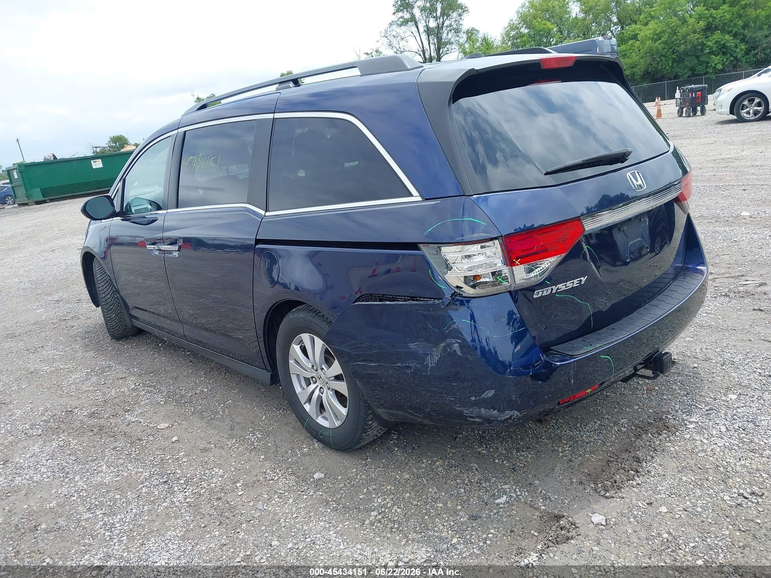 2014 Honda Odyssey Ex-l Blue vin: 5FNRL5H60EB114173