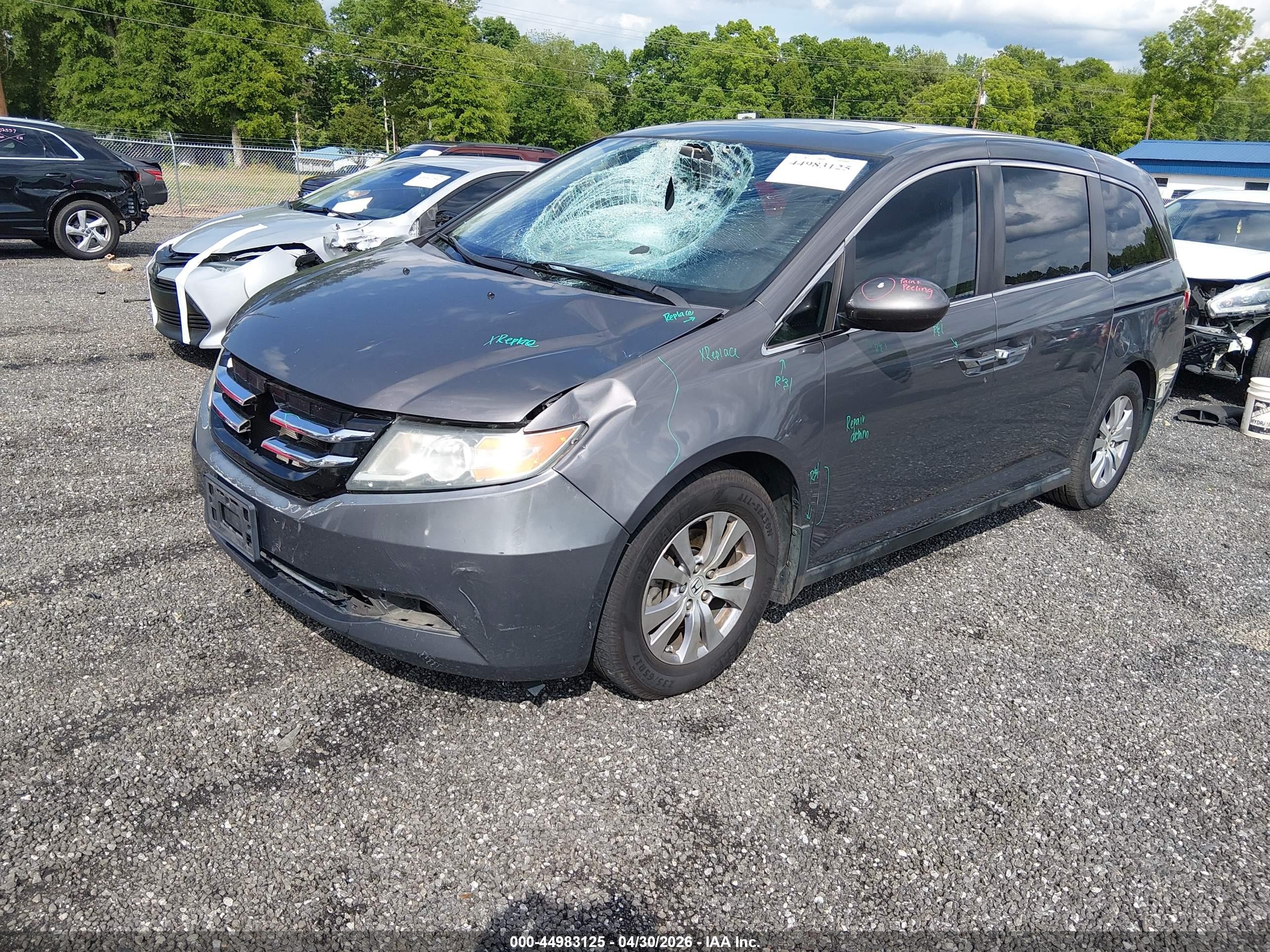 2014 Honda Odyssey Ex-l Gray vin: 5FNRL5H60EB120796