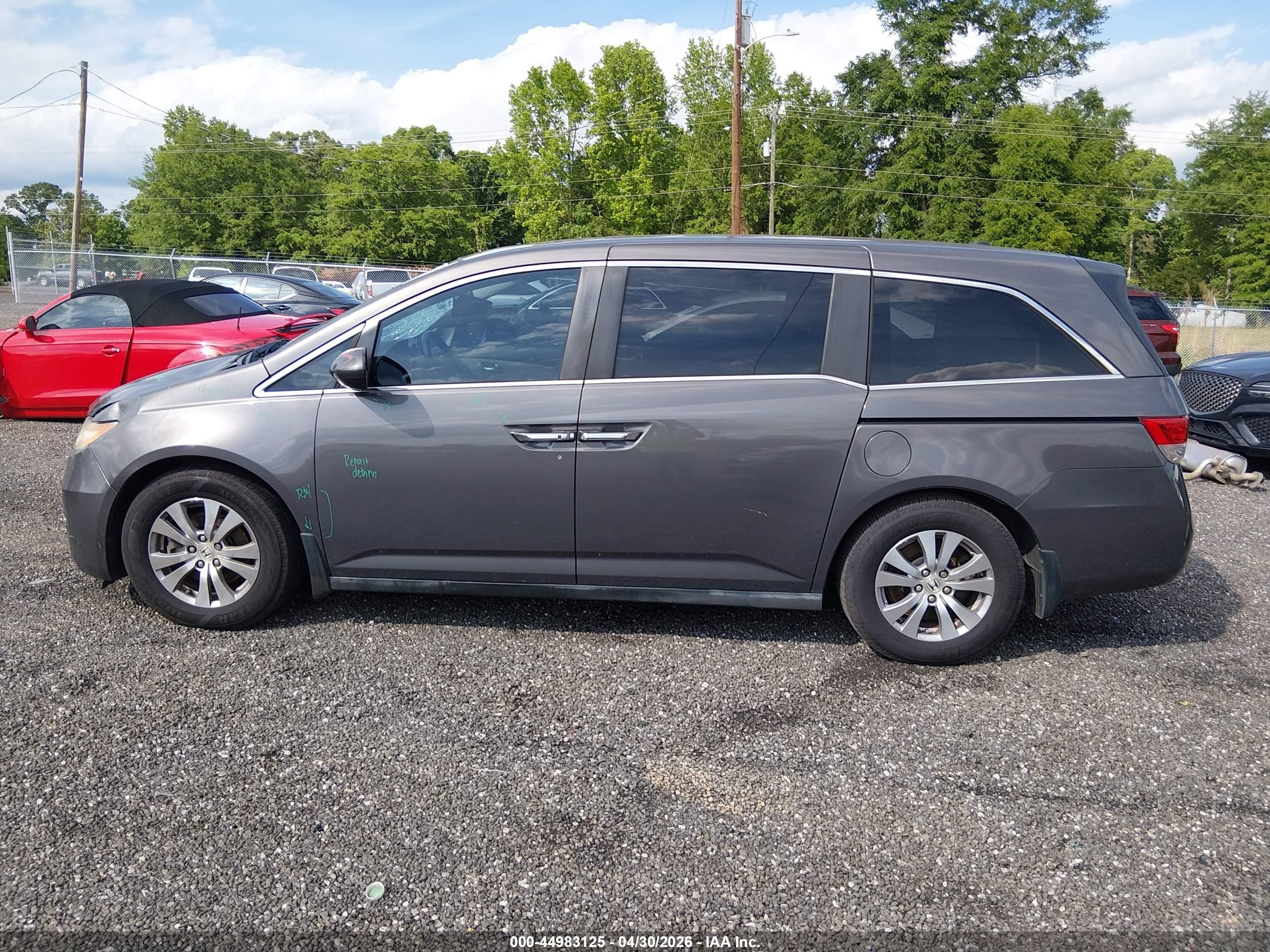 2014 Honda Odyssey Ex-l Gray vin: 5FNRL5H60EB120796