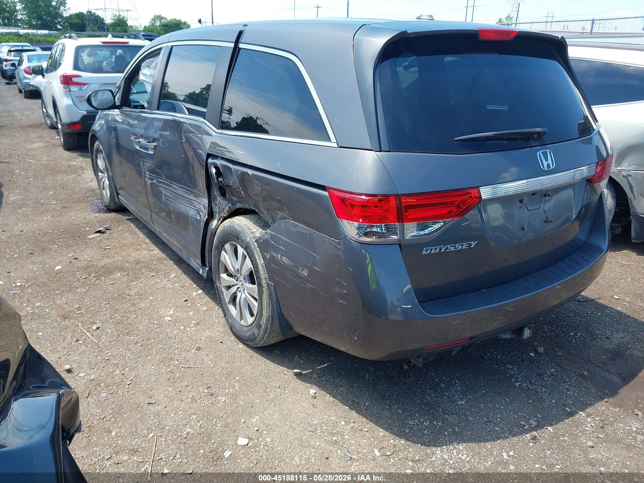 2014 Honda Odyssey Ex-l Gray vin: 5FNRL5H60EB121818