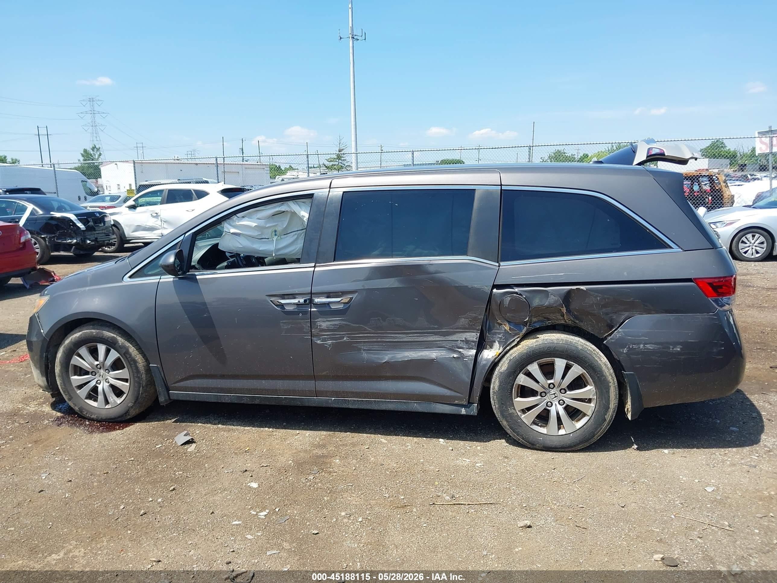 2014 Honda Odyssey Ex-l Gray vin: 5FNRL5H60EB121818