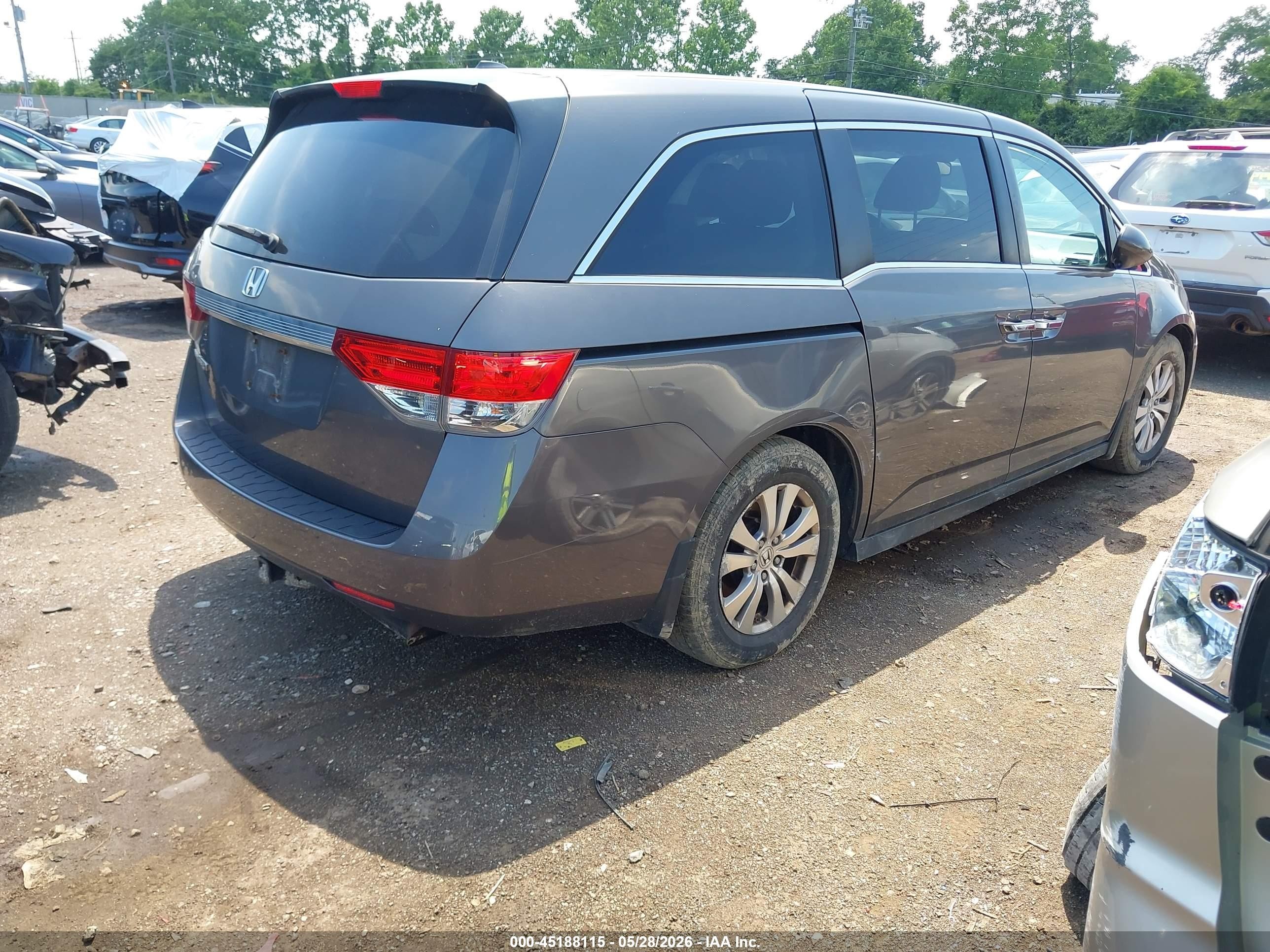 2014 Honda Odyssey Ex-l Gray vin: 5FNRL5H60EB121818
