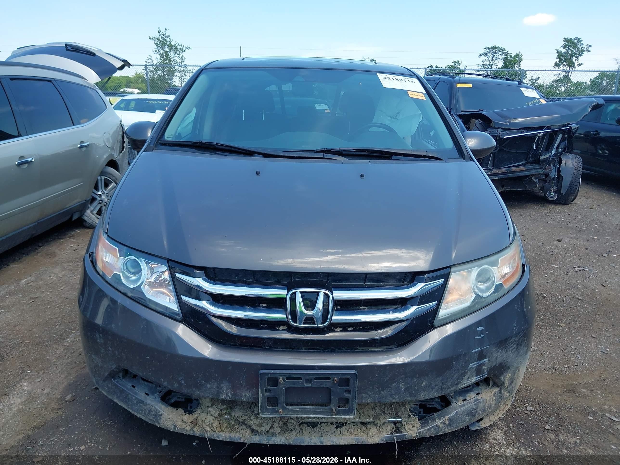 2014 Honda Odyssey Ex-l Gray vin: 5FNRL5H60EB121818