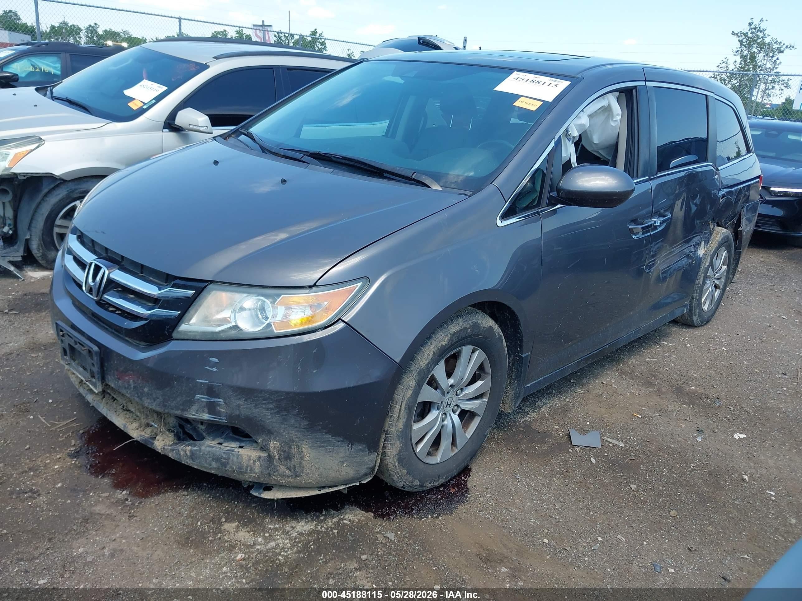 2014 Honda Odyssey Ex-l Gray vin: 5FNRL5H60EB121818