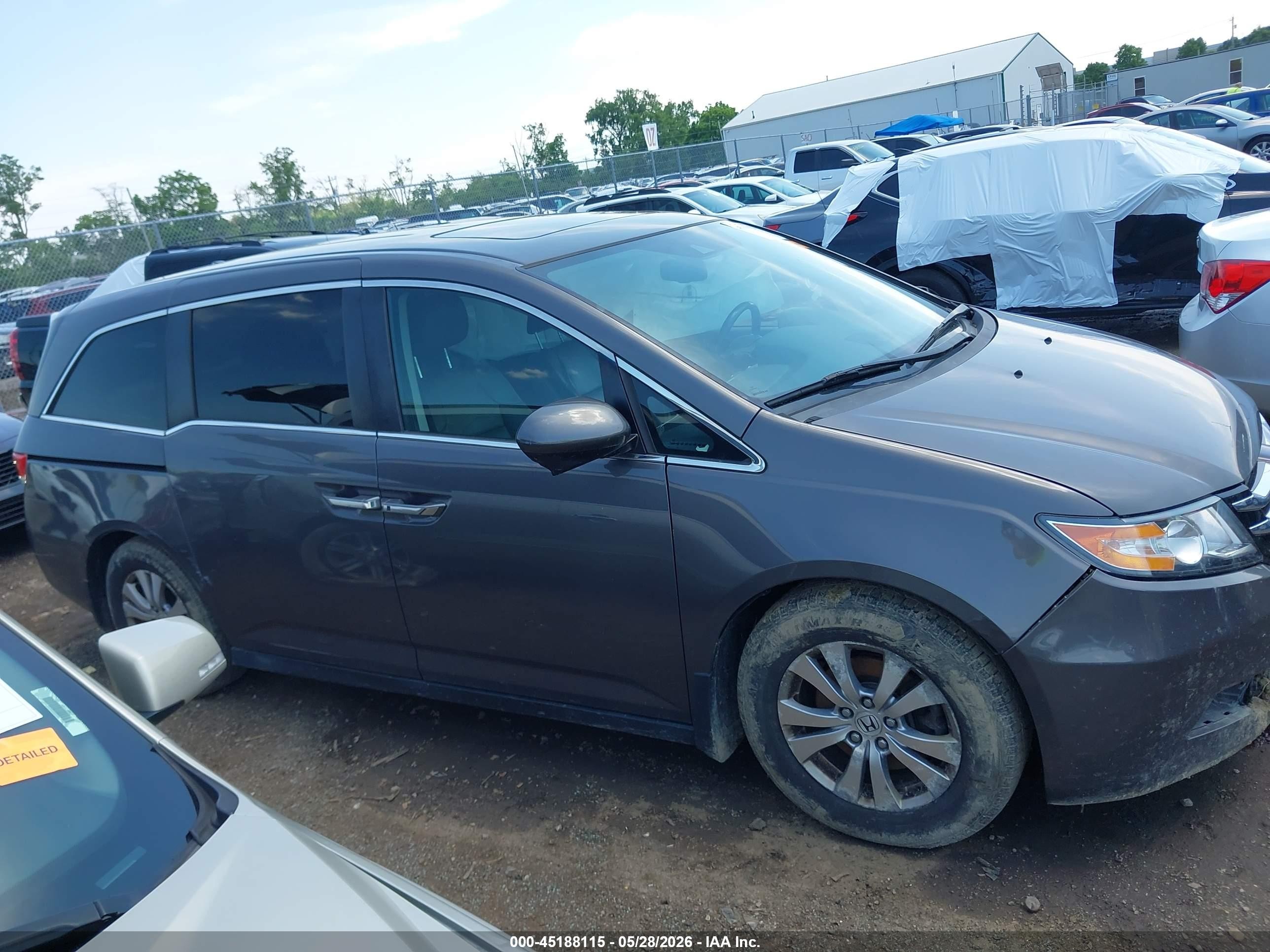 2014 Honda Odyssey Ex-l Gray vin: 5FNRL5H60EB121818