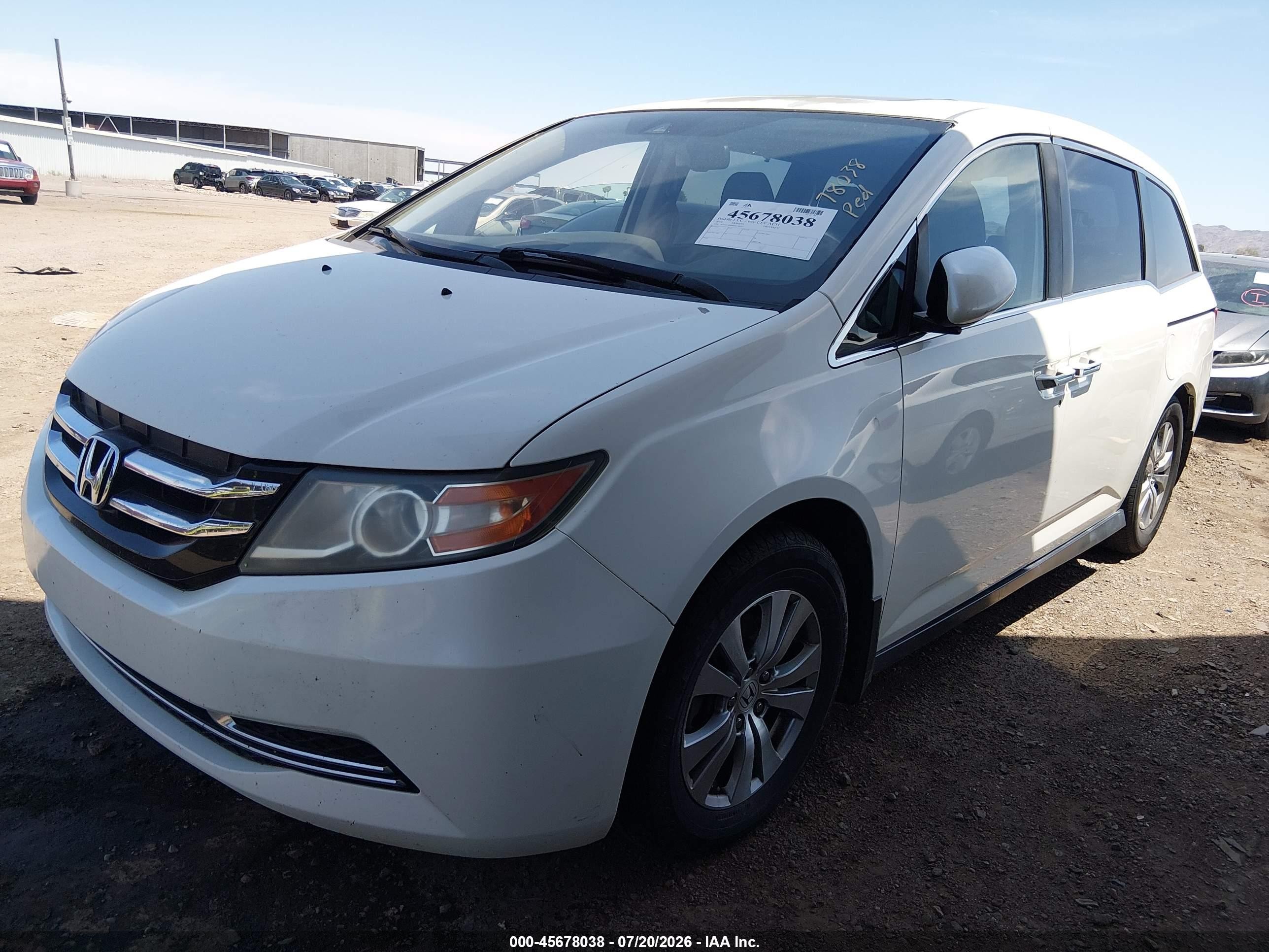 2014 Honda Odyssey Ex-l White vin: 5FNRL5H60EB134553