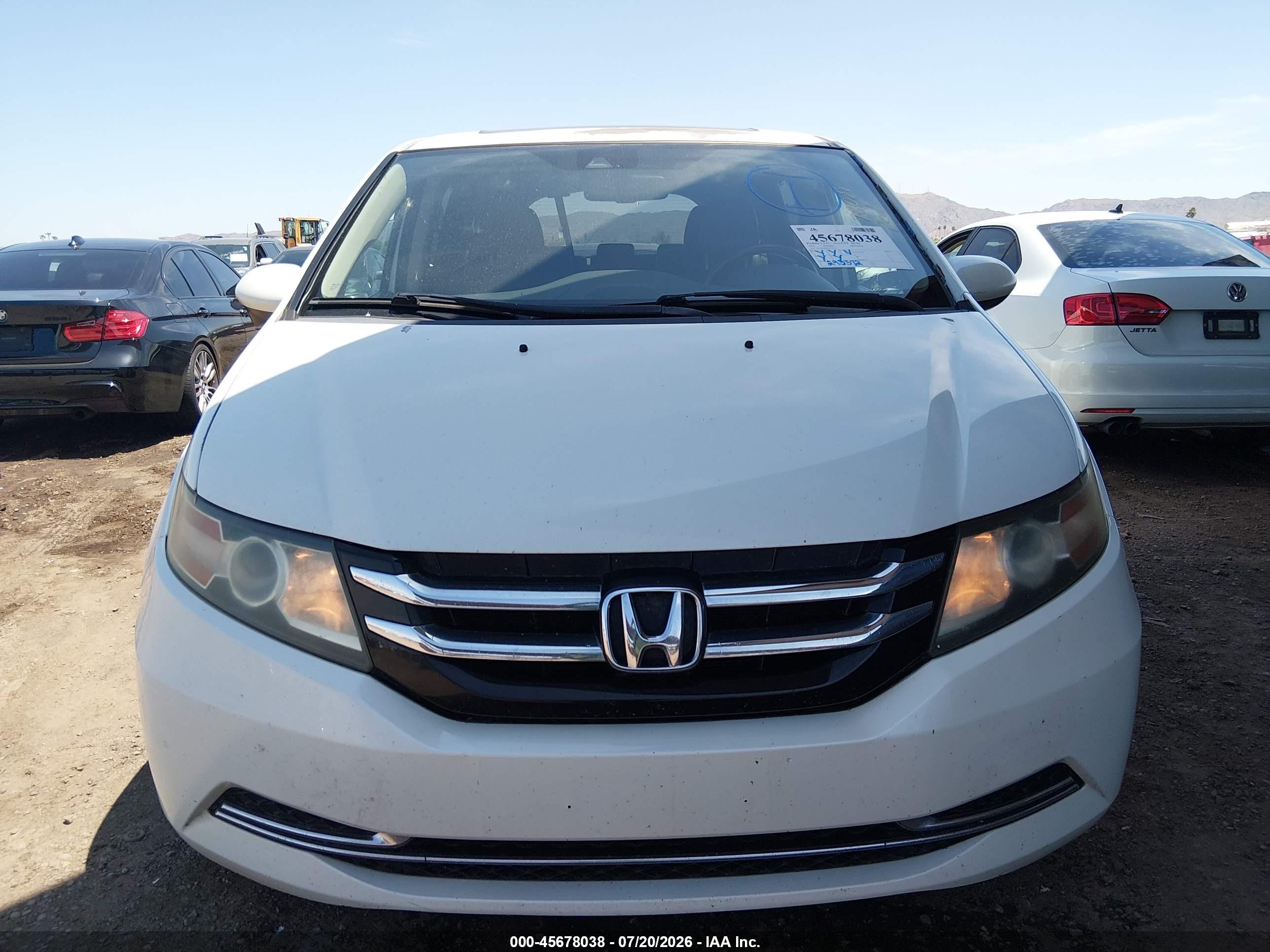 2014 Honda Odyssey Ex-l White vin: 5FNRL5H60EB134553