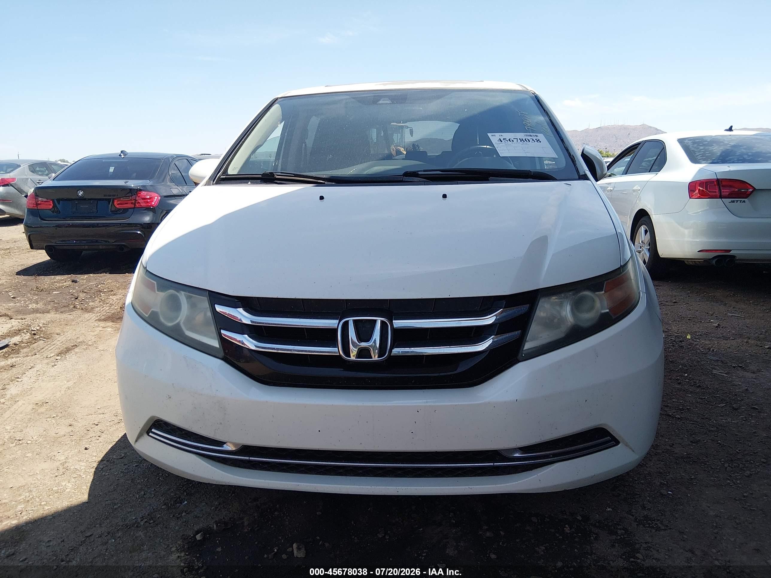 2014 Honda Odyssey Ex-l White vin: 5FNRL5H60EB134553