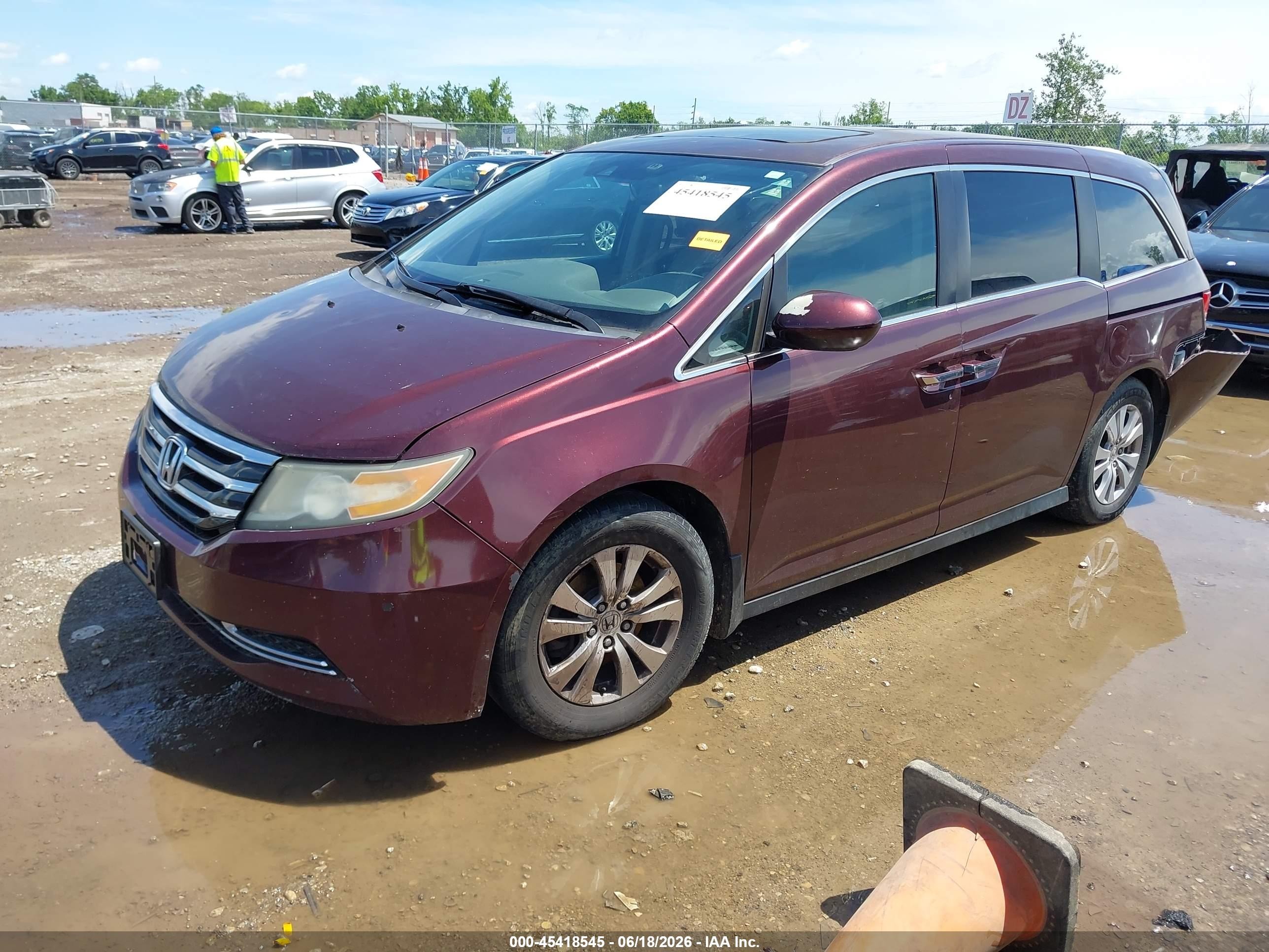 2014 Honda Odyssey Ex-l Maroon vin: 5FNRL5H60EB139509