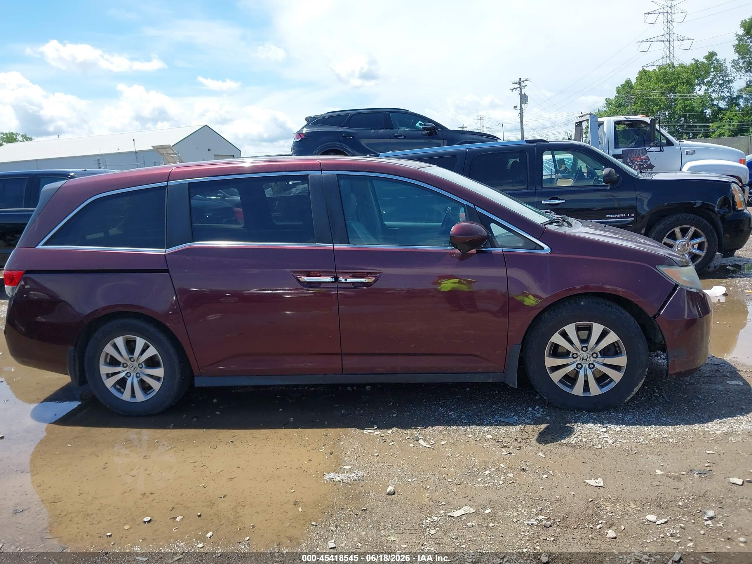 2014 Honda Odyssey Ex-l Maroon vin: 5FNRL5H60EB139509