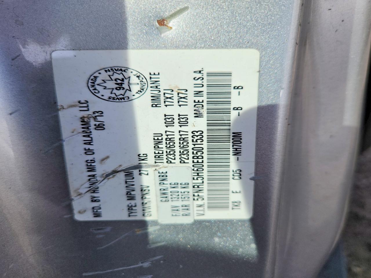 2014 Honda Odyssey Exl Silver vin: 5FNRL5H60EB501533