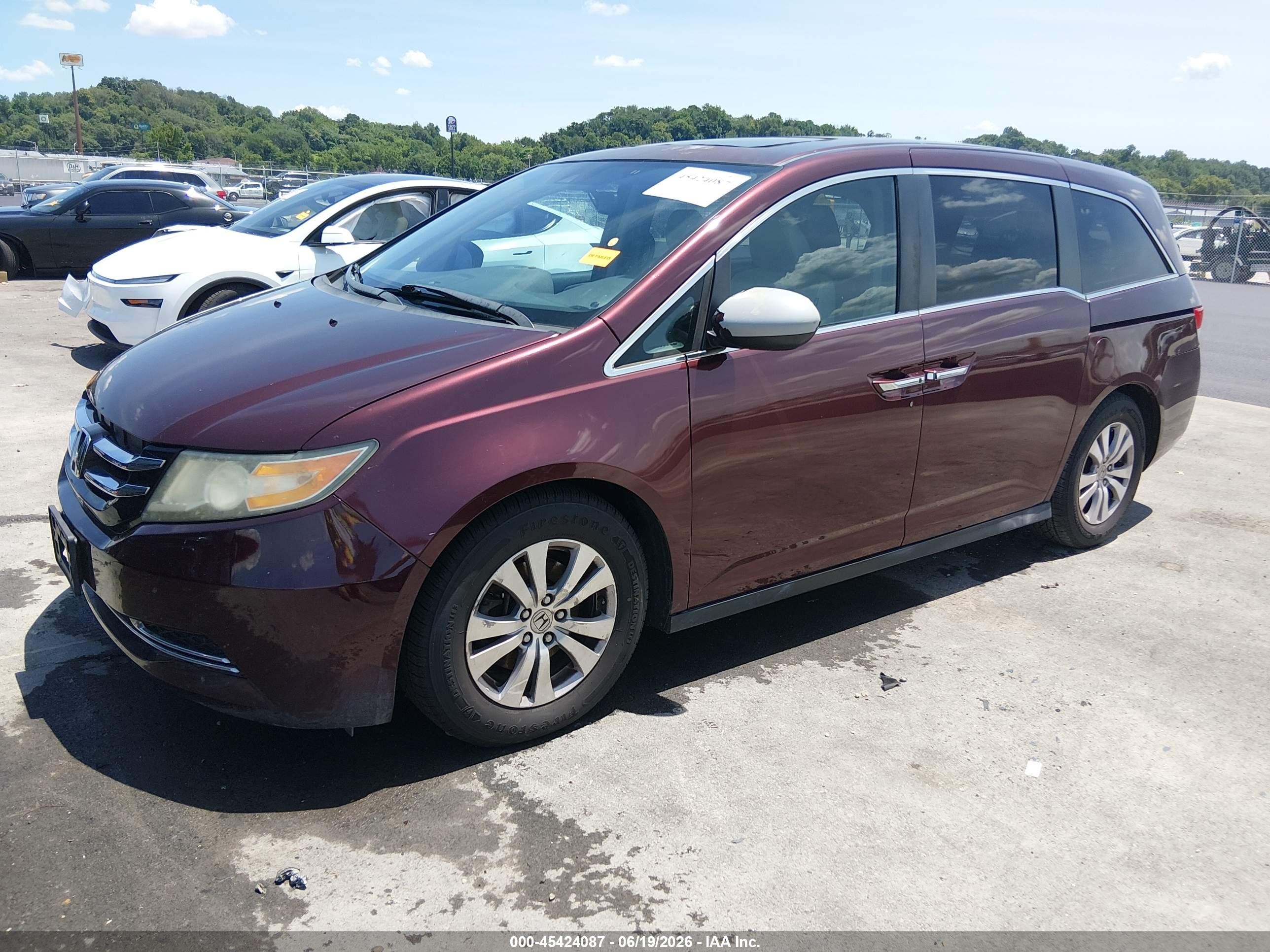 2015 Honda Odyssey Ex-l Maroon vin: 5FNRL5H60FB004001