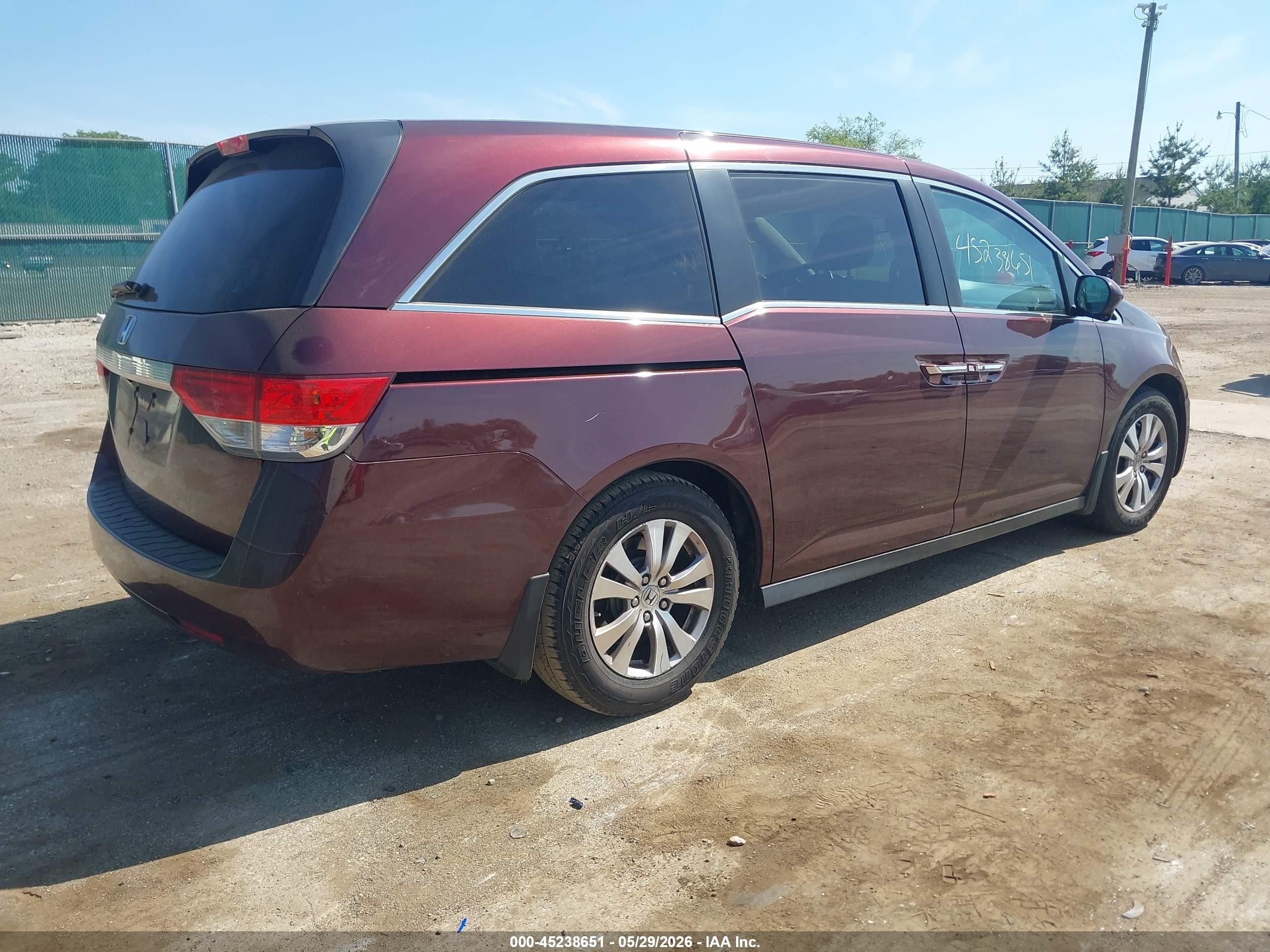 2015 Honda Odyssey Ex-l Burgundy vin: 5FNRL5H60FB016715