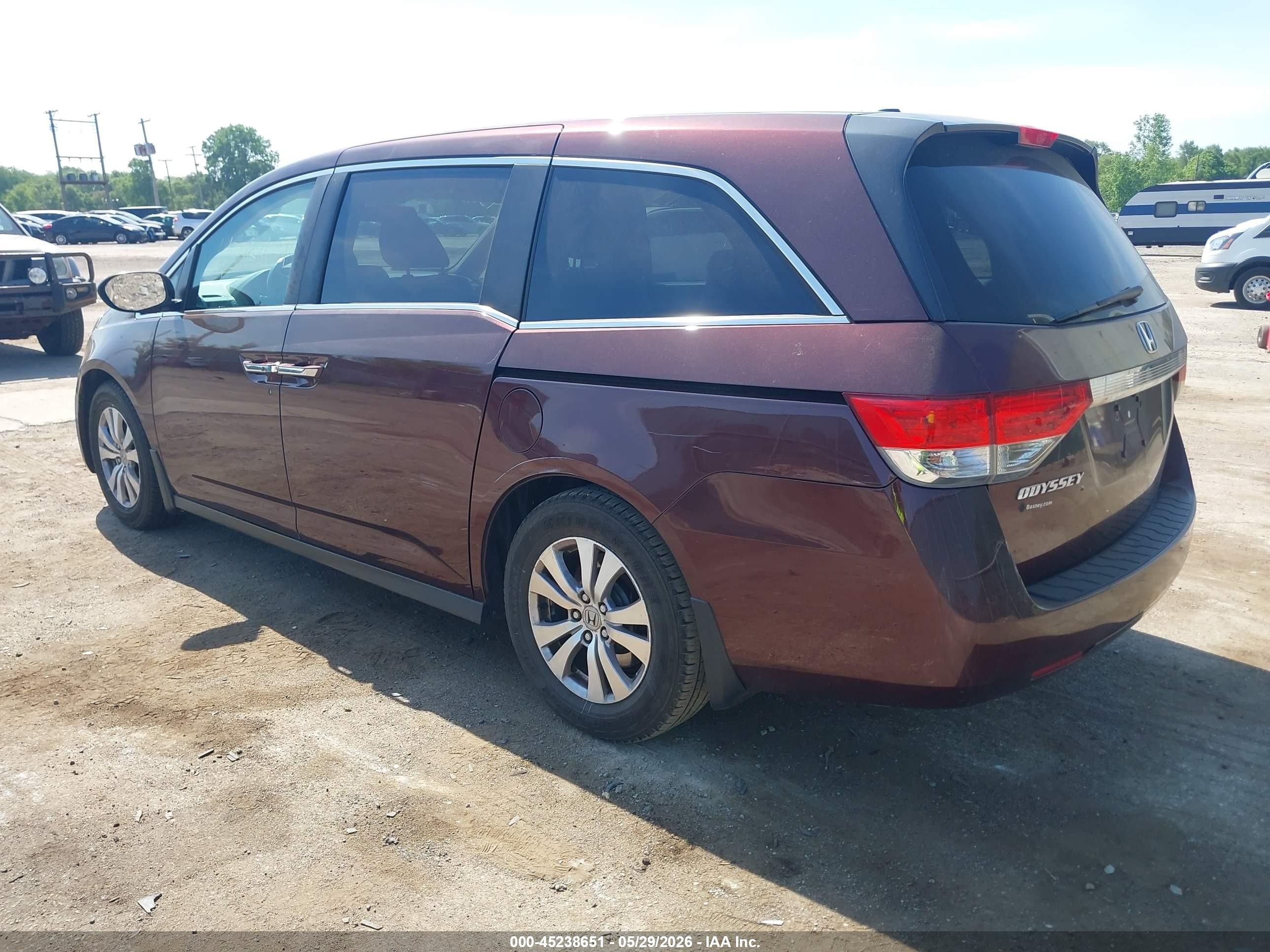 2015 Honda Odyssey Ex-l Burgundy vin: 5FNRL5H60FB016715