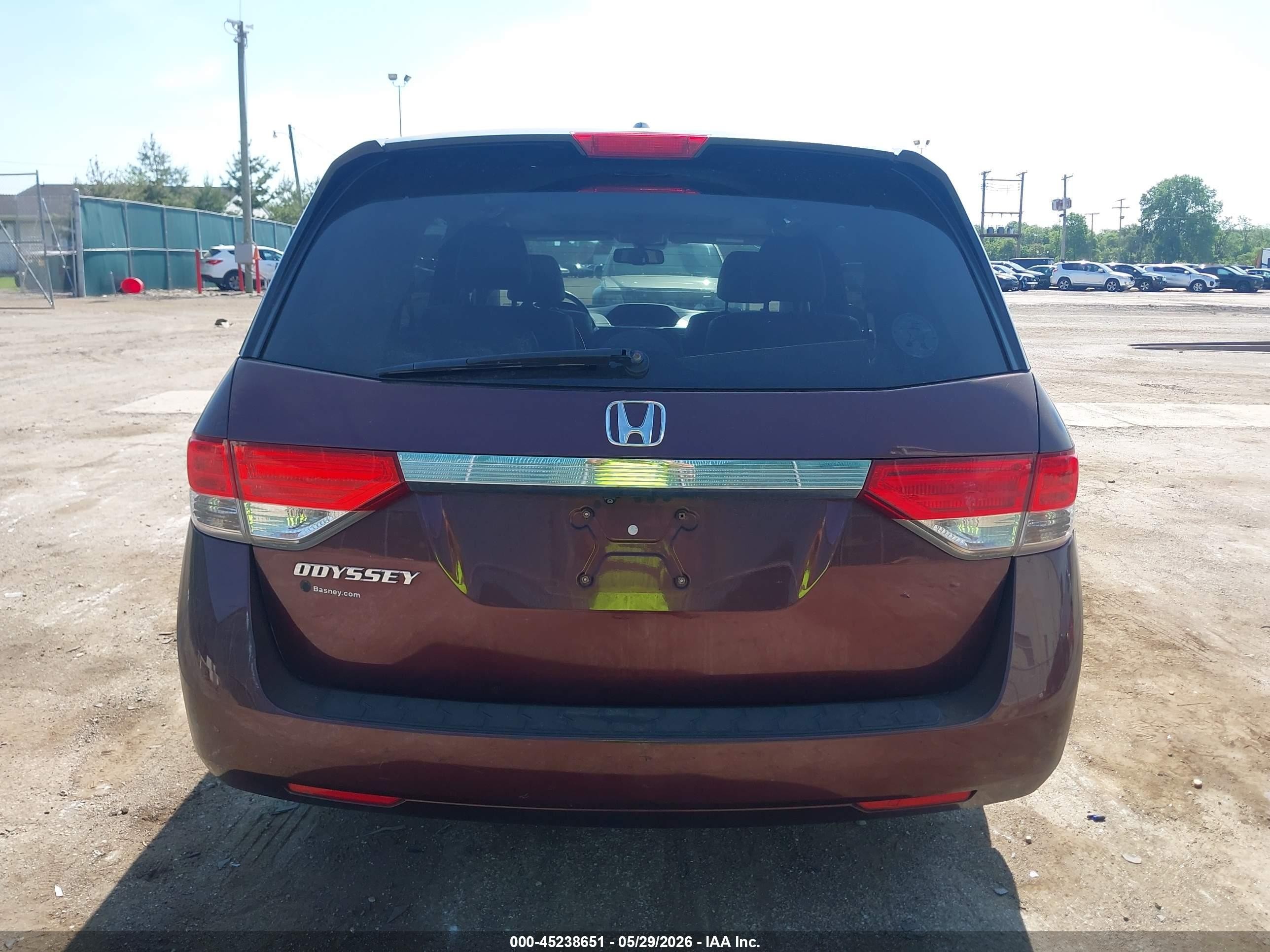 2015 Honda Odyssey Ex-l Burgundy vin: 5FNRL5H60FB016715