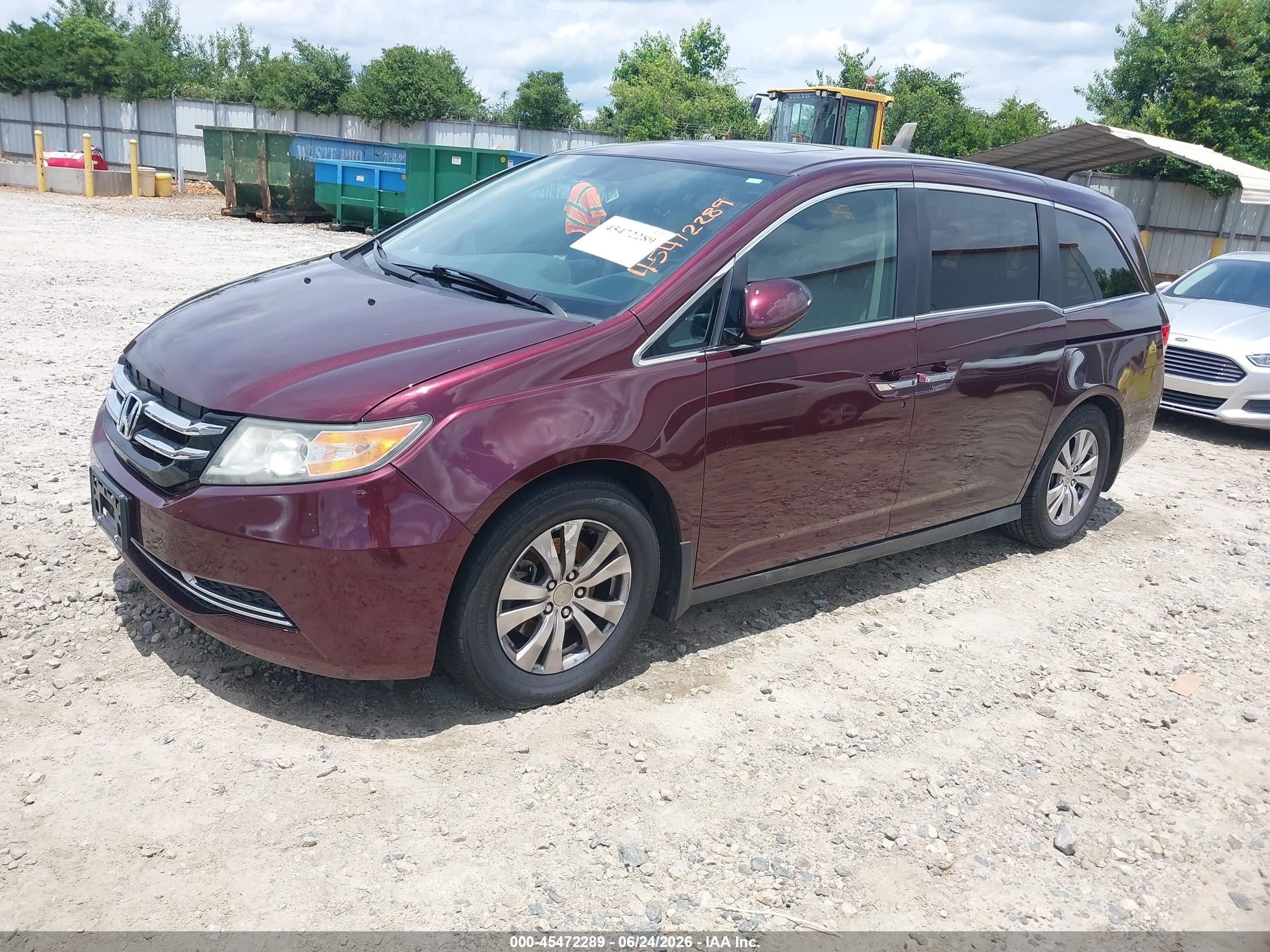 2015 Honda Odyssey Ex-l Maroon vin: 5FNRL5H60FB030114