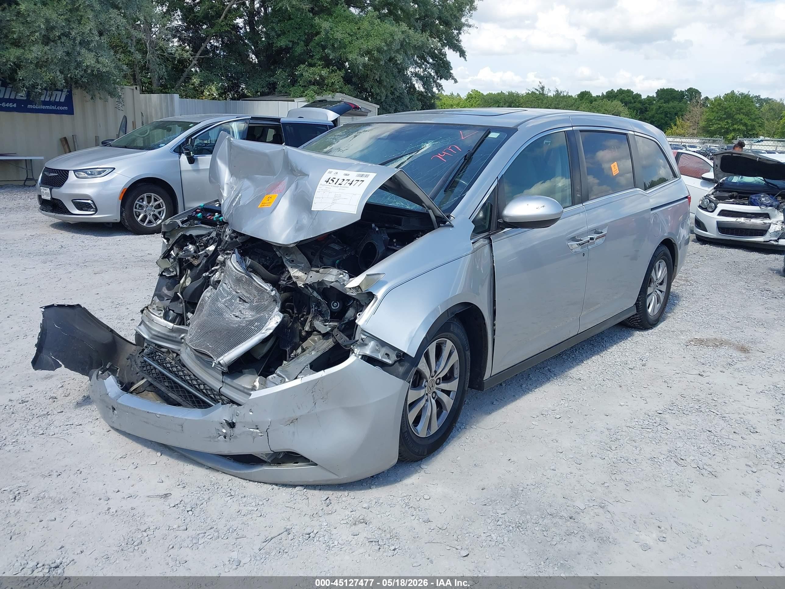 2015 Honda Odyssey Ex-l Silver vin: 5FNRL5H60FB067518