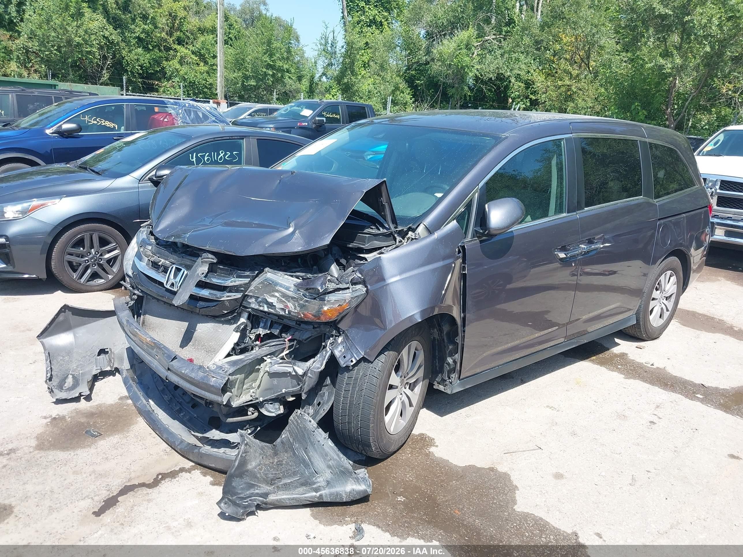 2015 Honda Odyssey Ex-l Gray vin: 5FNRL5H60FB092905