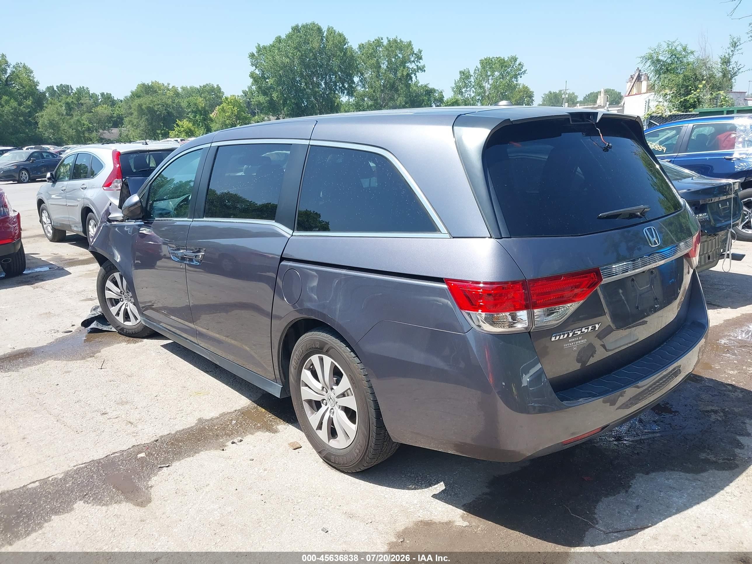 2015 Honda Odyssey Ex-l Gray vin: 5FNRL5H60FB092905