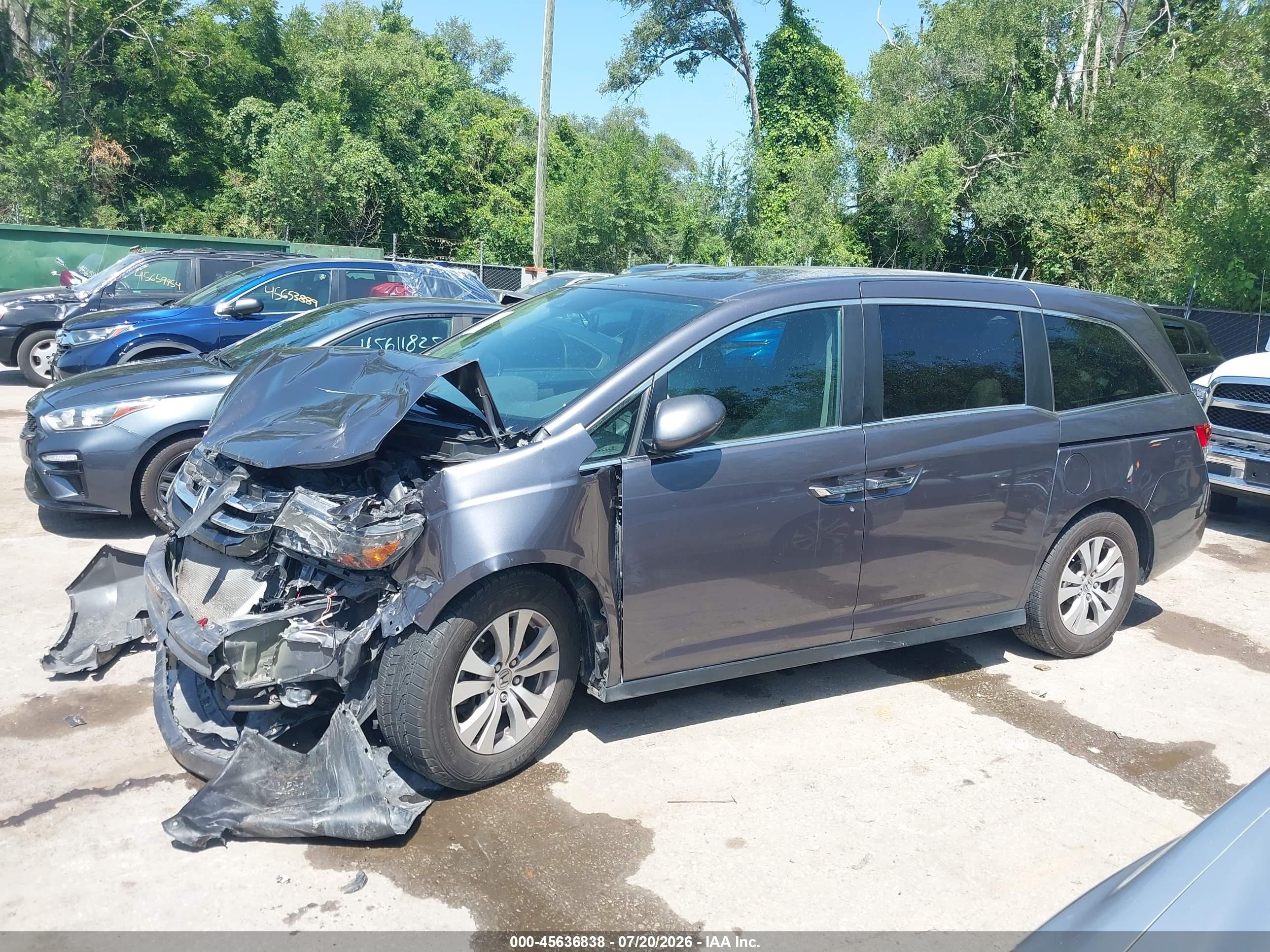 2015 Honda Odyssey Ex-l Gray vin: 5FNRL5H60FB092905
