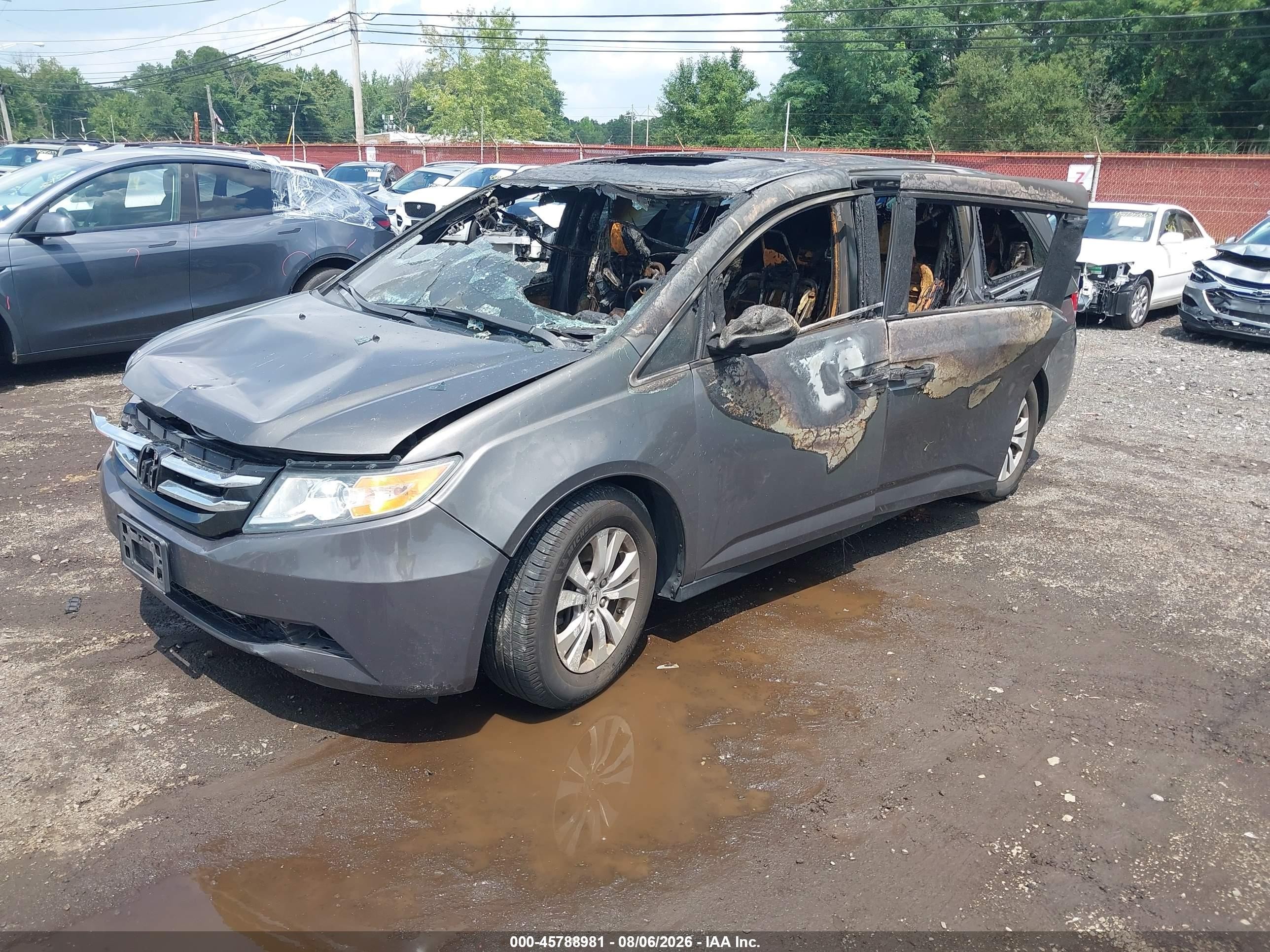 2015 Honda Odyssey Ex-l Gray vin: 5FNRL5H60FB109654