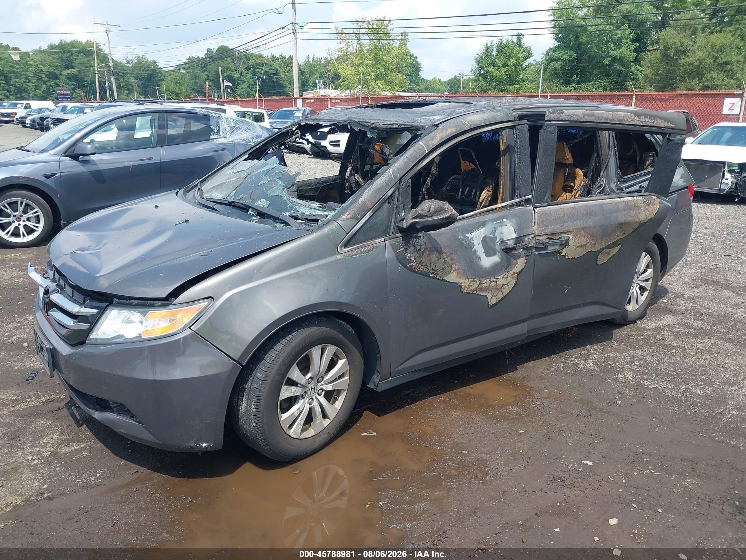 2015 Honda Odyssey Ex-l Gray vin: 5FNRL5H60FB109654
