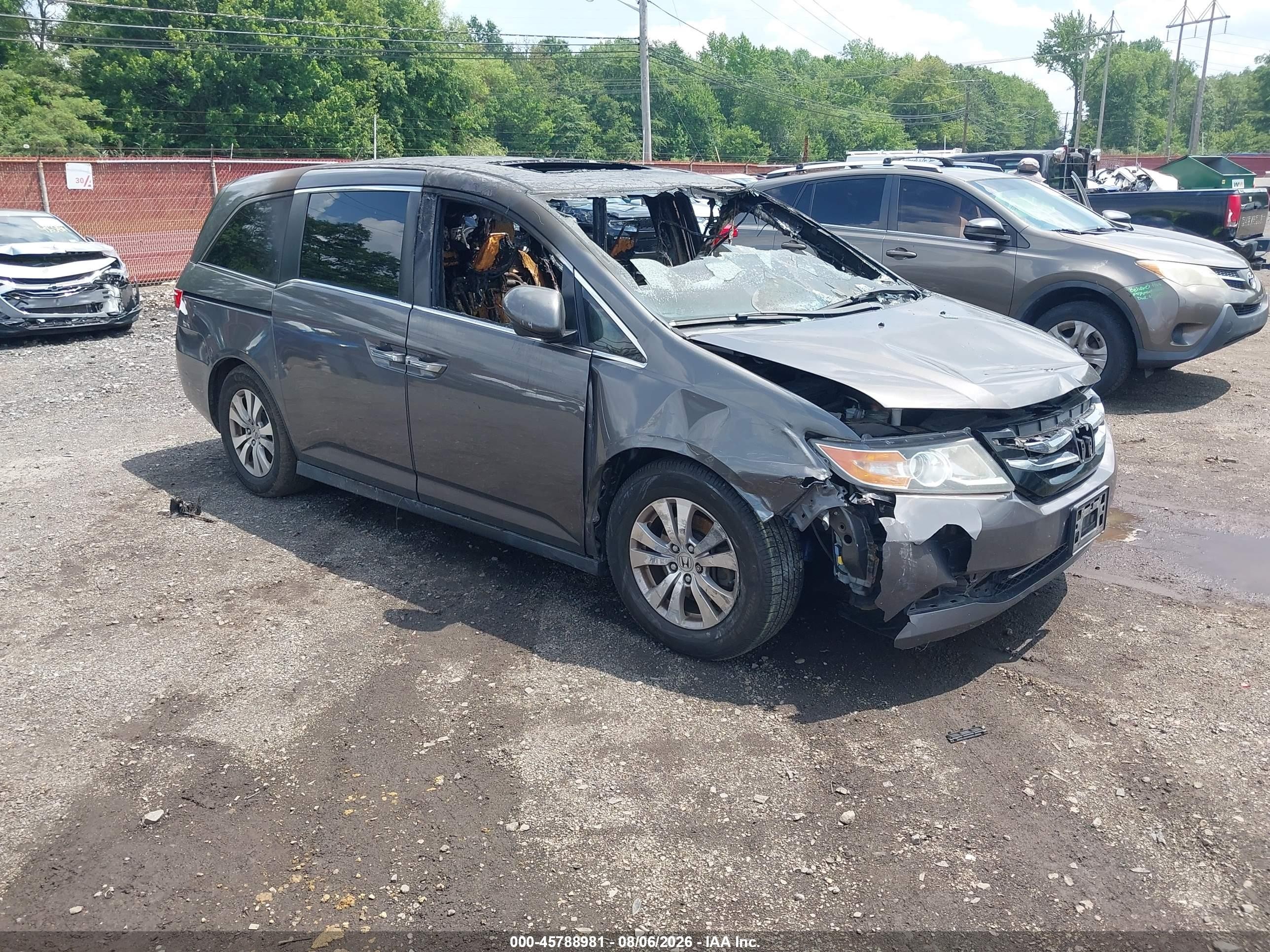 2015 Honda Odyssey Ex-l Gray vin: 5FNRL5H60FB109654