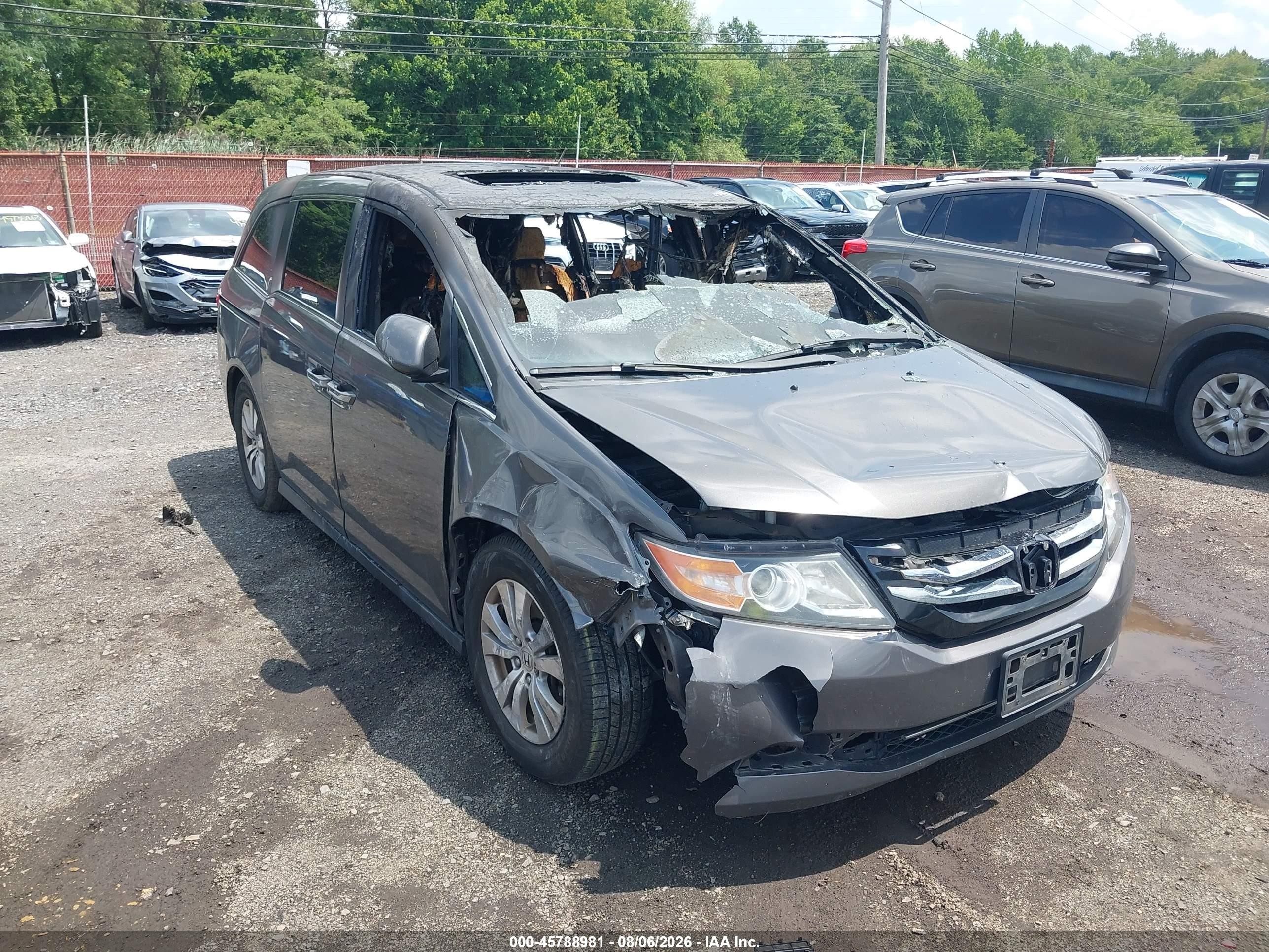 2015 Honda Odyssey Ex-l Gray vin: 5FNRL5H60FB109654