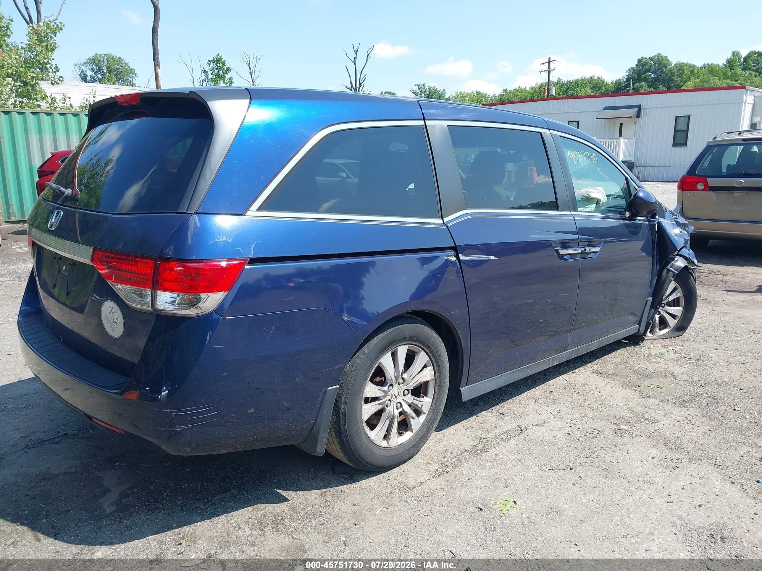 2015 Honda Odyssey Ex-l Blue vin: 5FNRL5H60FB122761