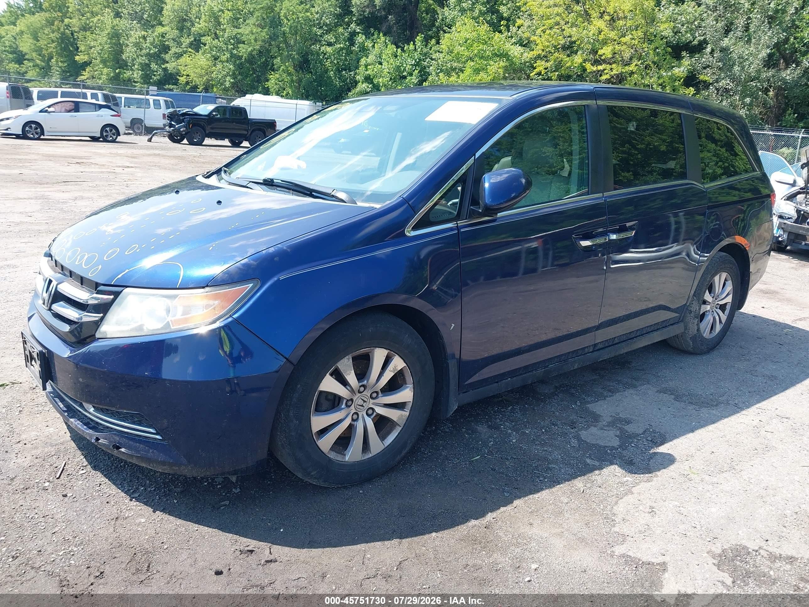 2015 Honda Odyssey Ex-l Blue vin: 5FNRL5H60FB122761
